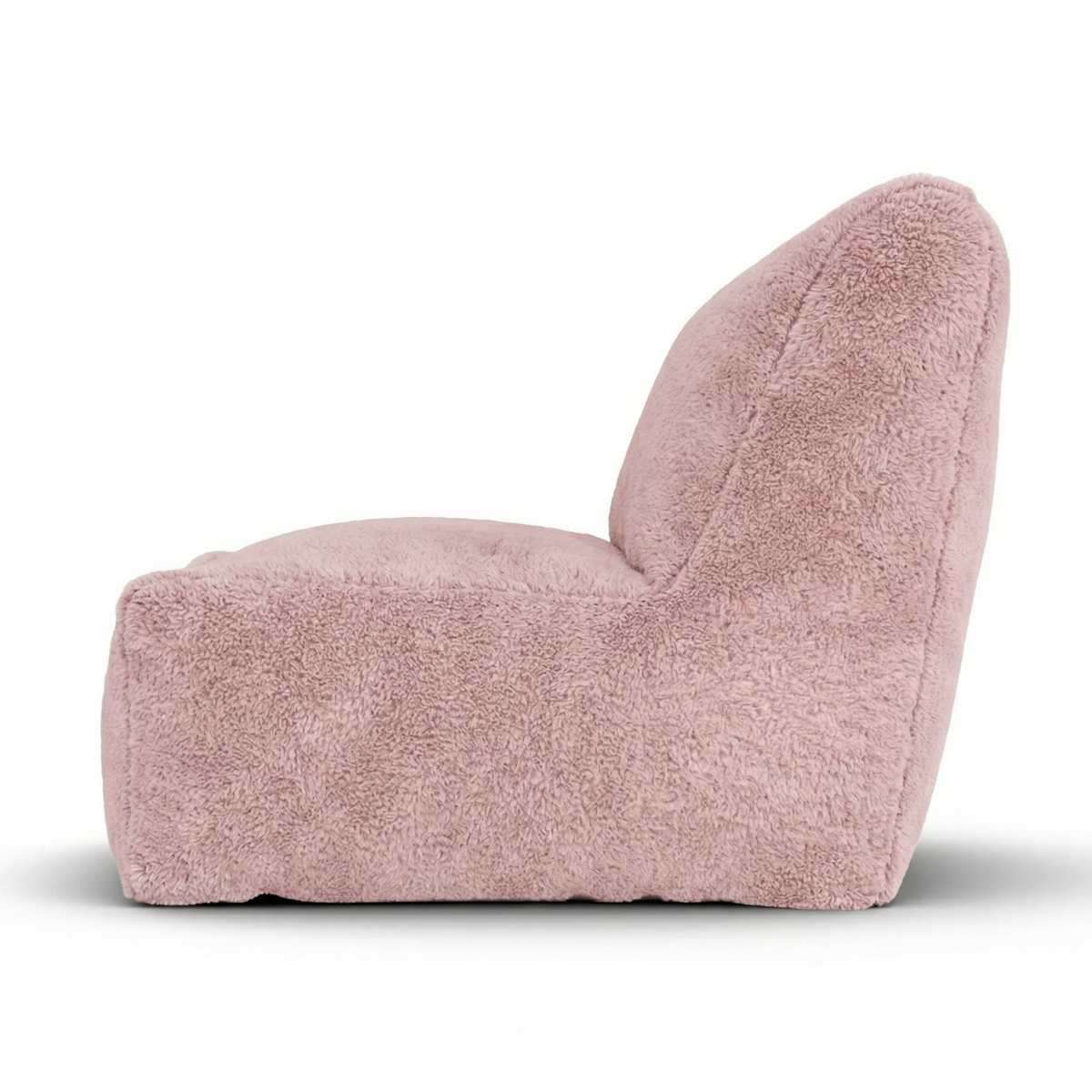 Poederroze Doodle loungestoel van Laui Lounge van opzij, met rughoogte van 74 centimeter