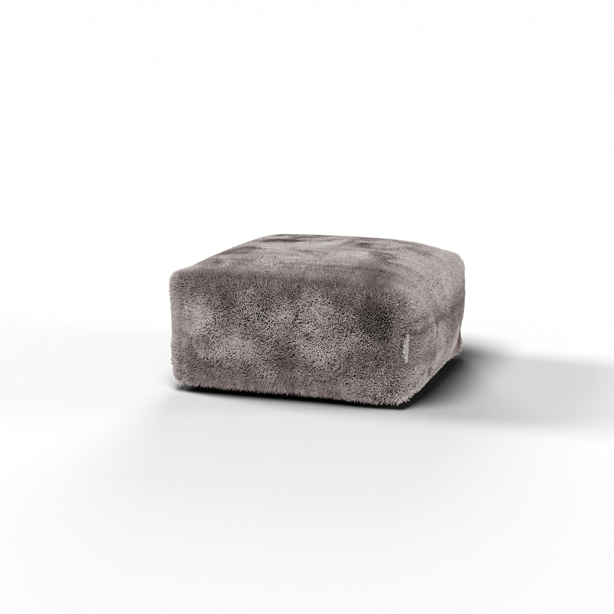 Vooraanzicht van de taupe Doodle Square Pouf van Laui Lounge met zithoogte 34 cm