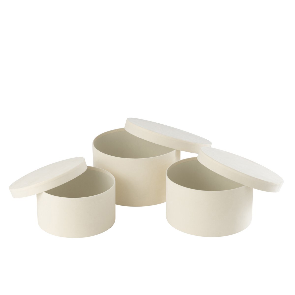 Dozen Rond Plat Fluweel Papier Wit Set van 3 - Cadeauverpakking - J-Line - livinglovely.nl