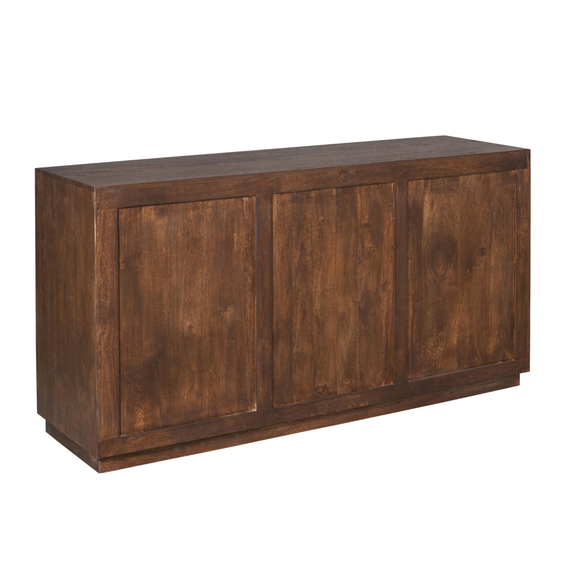 Warme bruine finish en zichtbare houtnerf van het mangohouten Dressoir Brussel van Starfurn