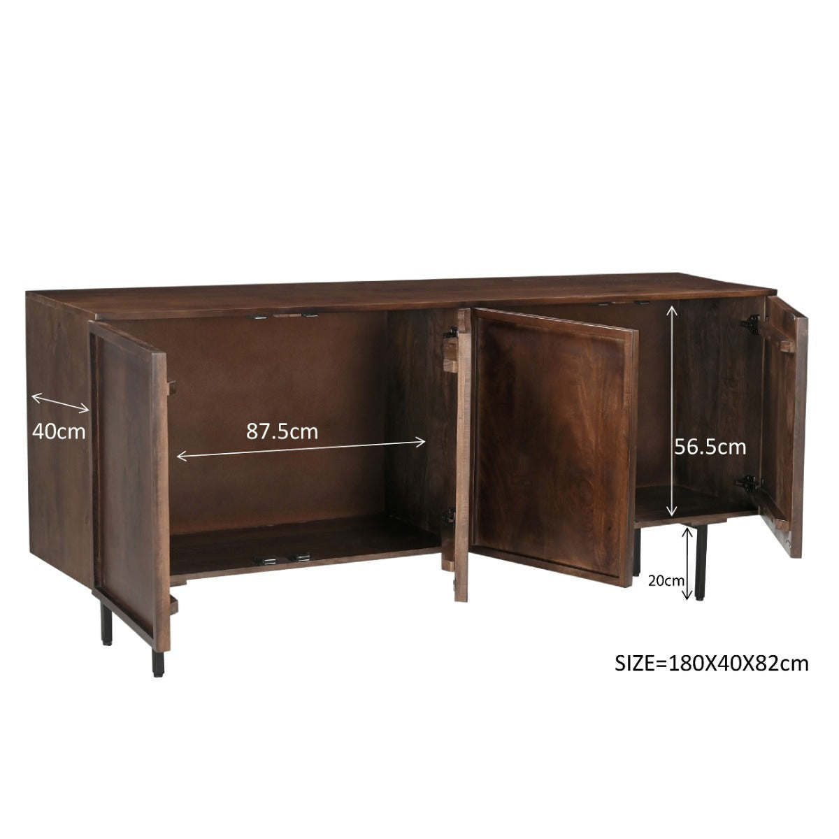 Livingfurn Elan dressoir 180cm, afmetingen L180cm x B40cm x H82cm