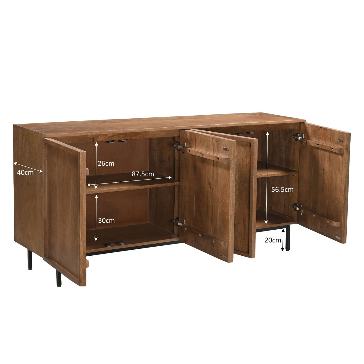 Elan dressoir Pecan van Livingfurn, 180cm breed en 82cm hoog