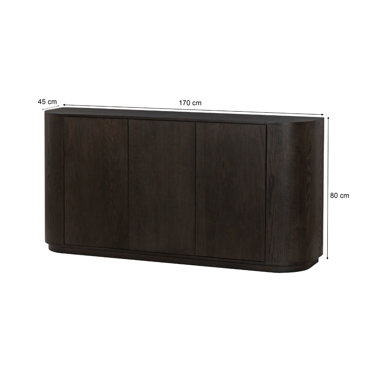 Afmetingen Dressoir Novero 170cm: L170cm x B45cm x H80cm