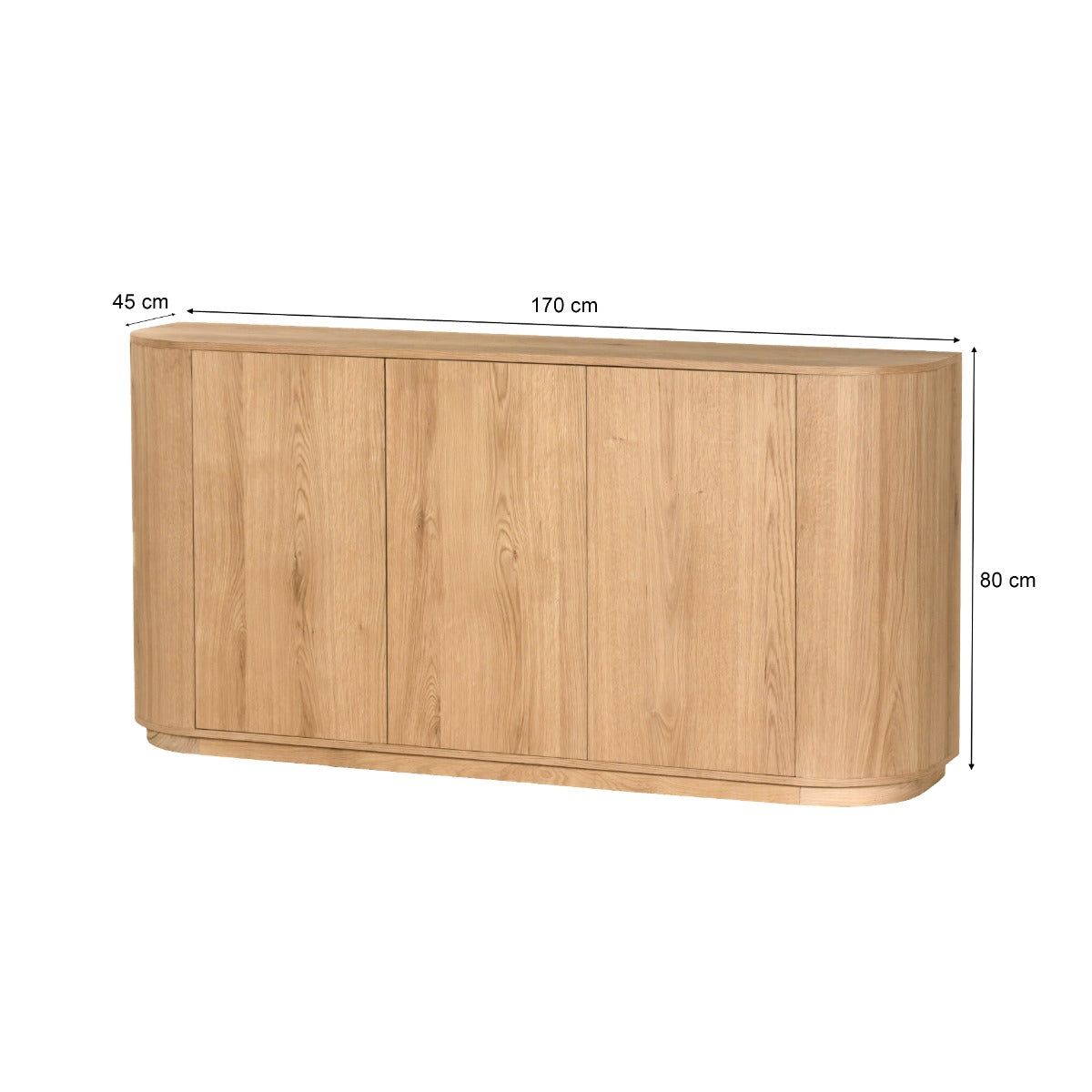 Afmetingen Dressoir Novero 170cm: L170cm x B45cm x H80cm