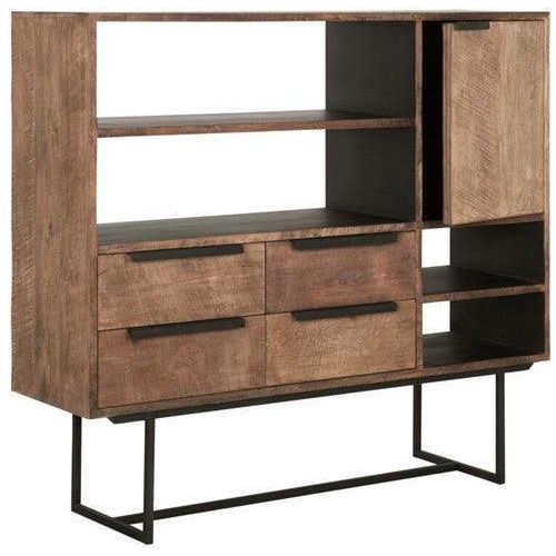 Dressoir Odeon No.3 verweerd teakhout open vakken detail