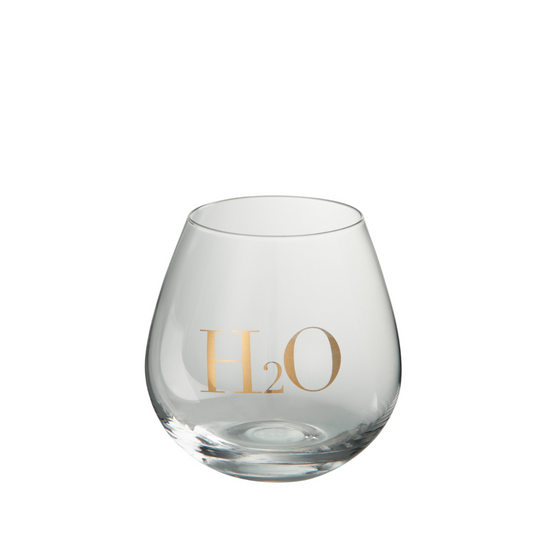 Drinkglas h2o Glas Transparant/Goud , glas , J-Line , livinglovely.nl