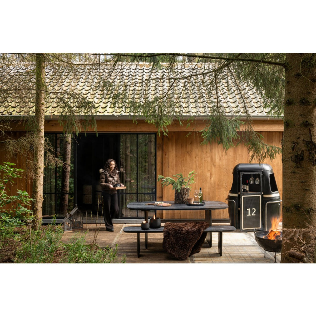 Eetkamerbank Acaciahout Zwart 190cm J-Line