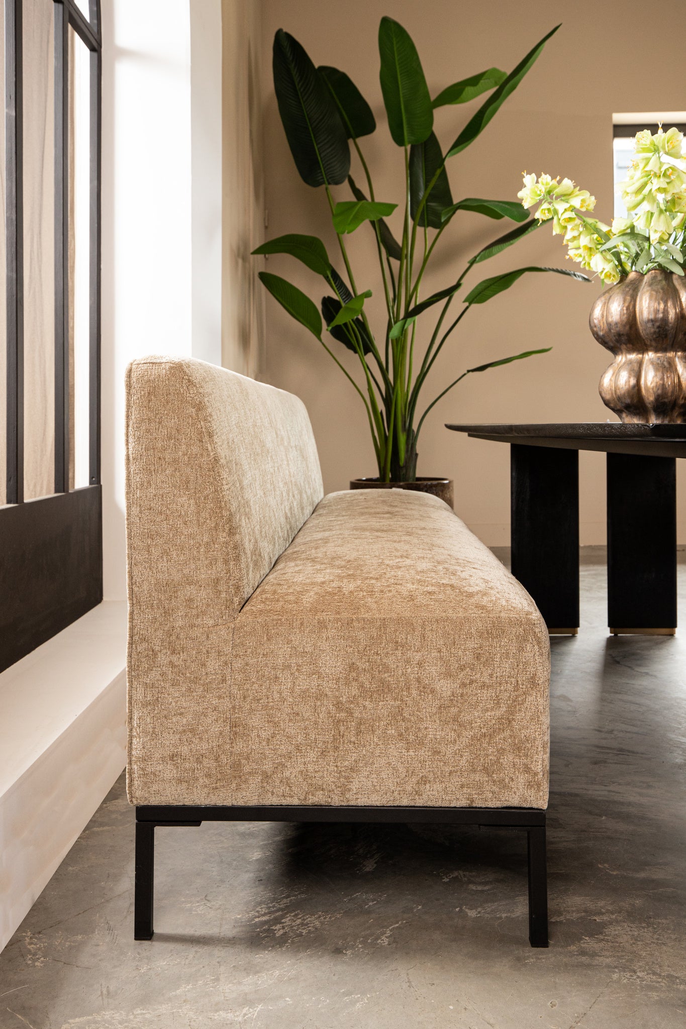 Eetkamerbank Xania Crème 200cm PTMD - Eetkamerbank - PTMD - livinglovely.nl