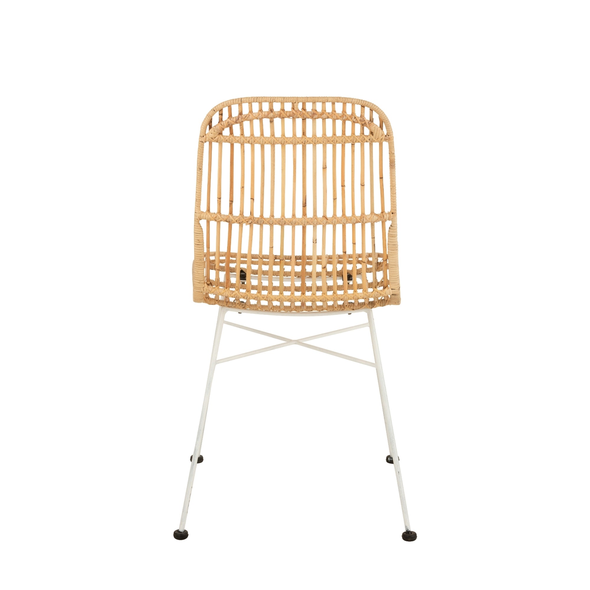 Eetkamerstoel Ema Rotan/Metaal Naturel/Wit - Eetkamerstoel - J-Line - livinglovely.nl