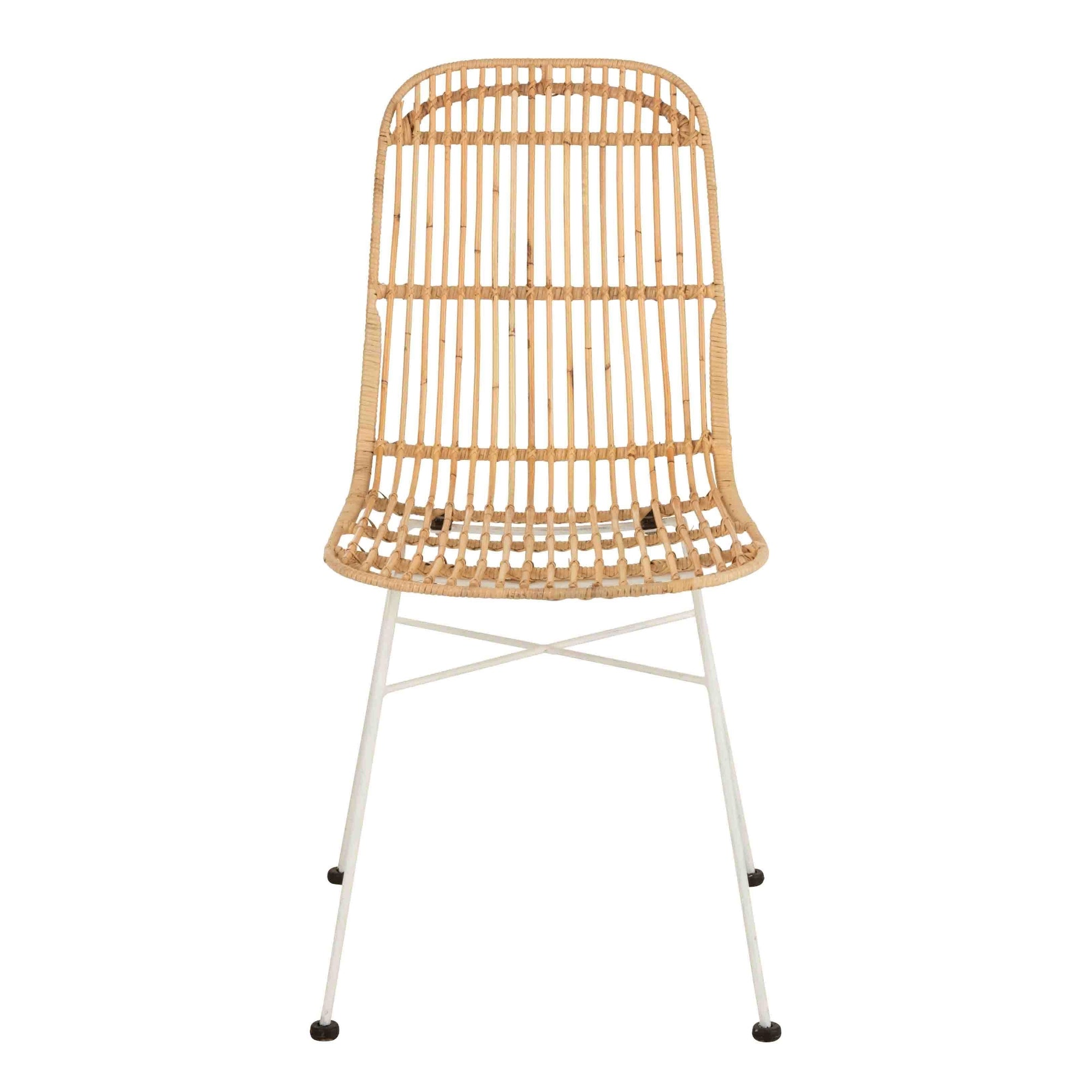 Eetkamerstoel Ema Rotan/Metaal Naturel/Wit - Eetkamerstoel - J-Line - livinglovely.nl