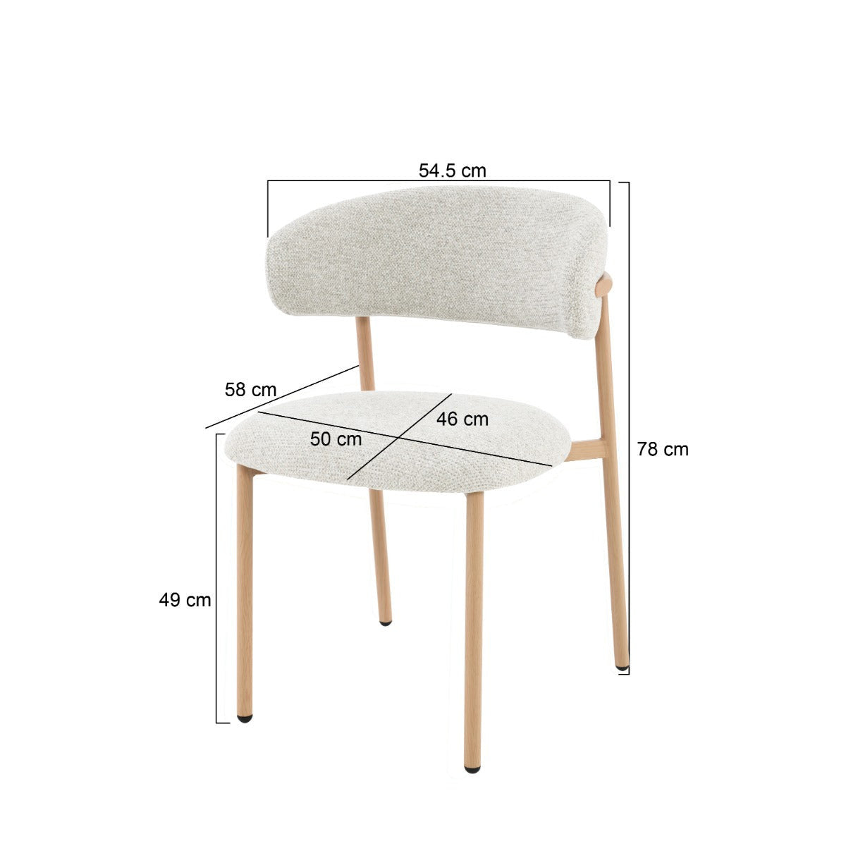 Eetkamerstoel Micah Hush Oak van Livingfurn, achterzijde