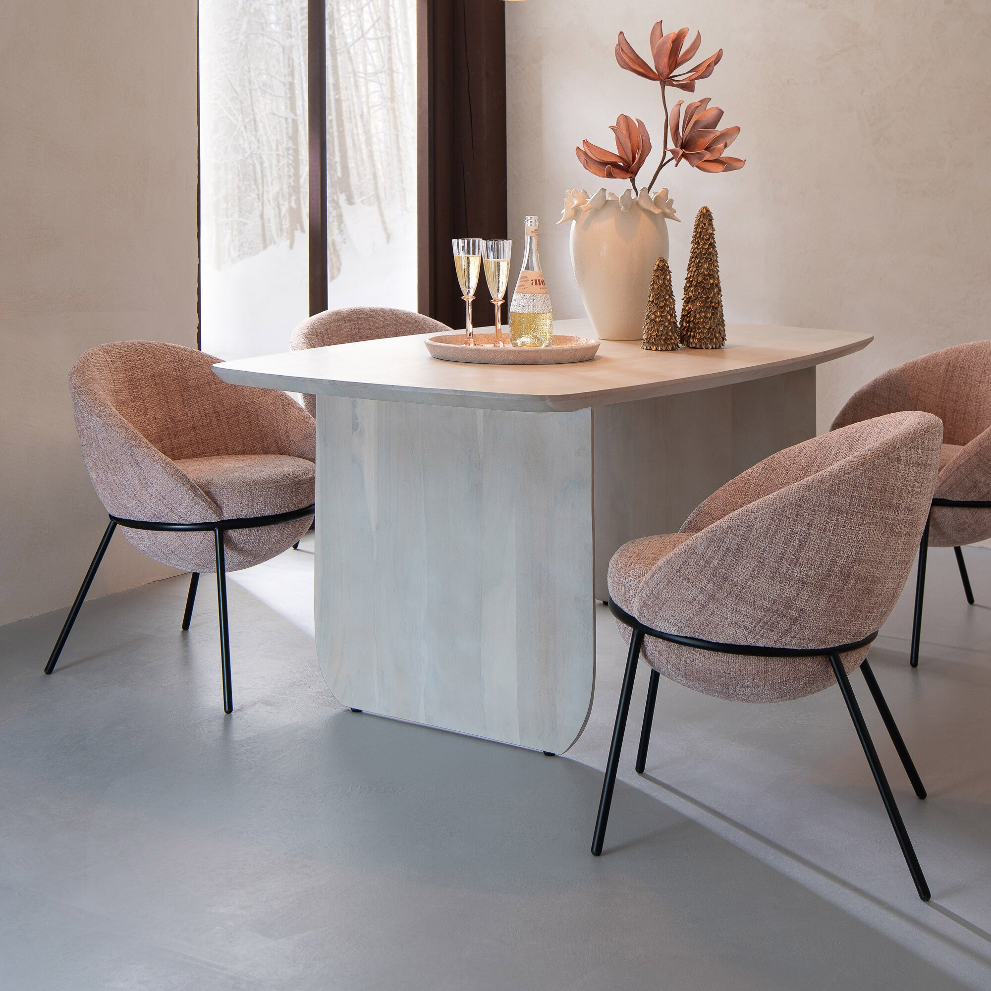 Eetkamerstoel Napoli Licht Roze- J-Line - Eetkamerstoel - J-Line - livinglovely.nl