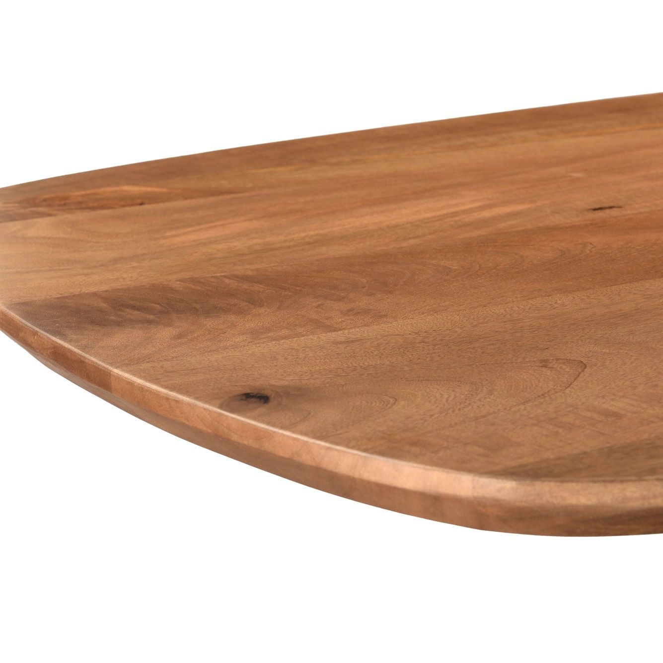 Detail van de bladrand en de nerf van de eettafel Jesper Pecan