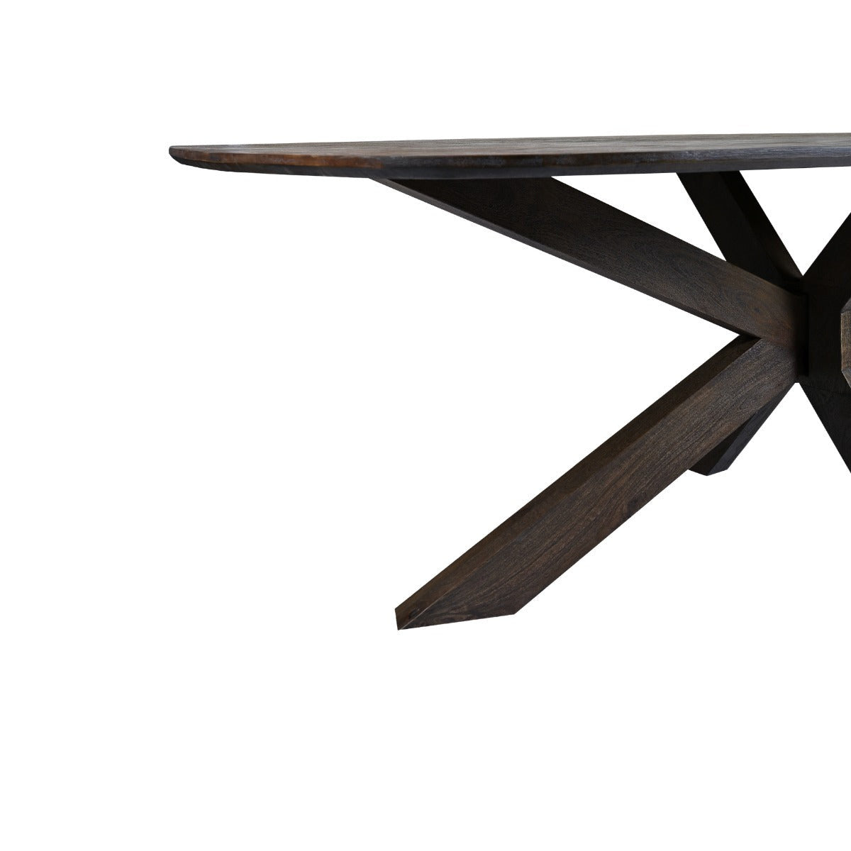 Eettafel Lissabon 210cm in Malta, warm bruin mangohout met zwart onderstel