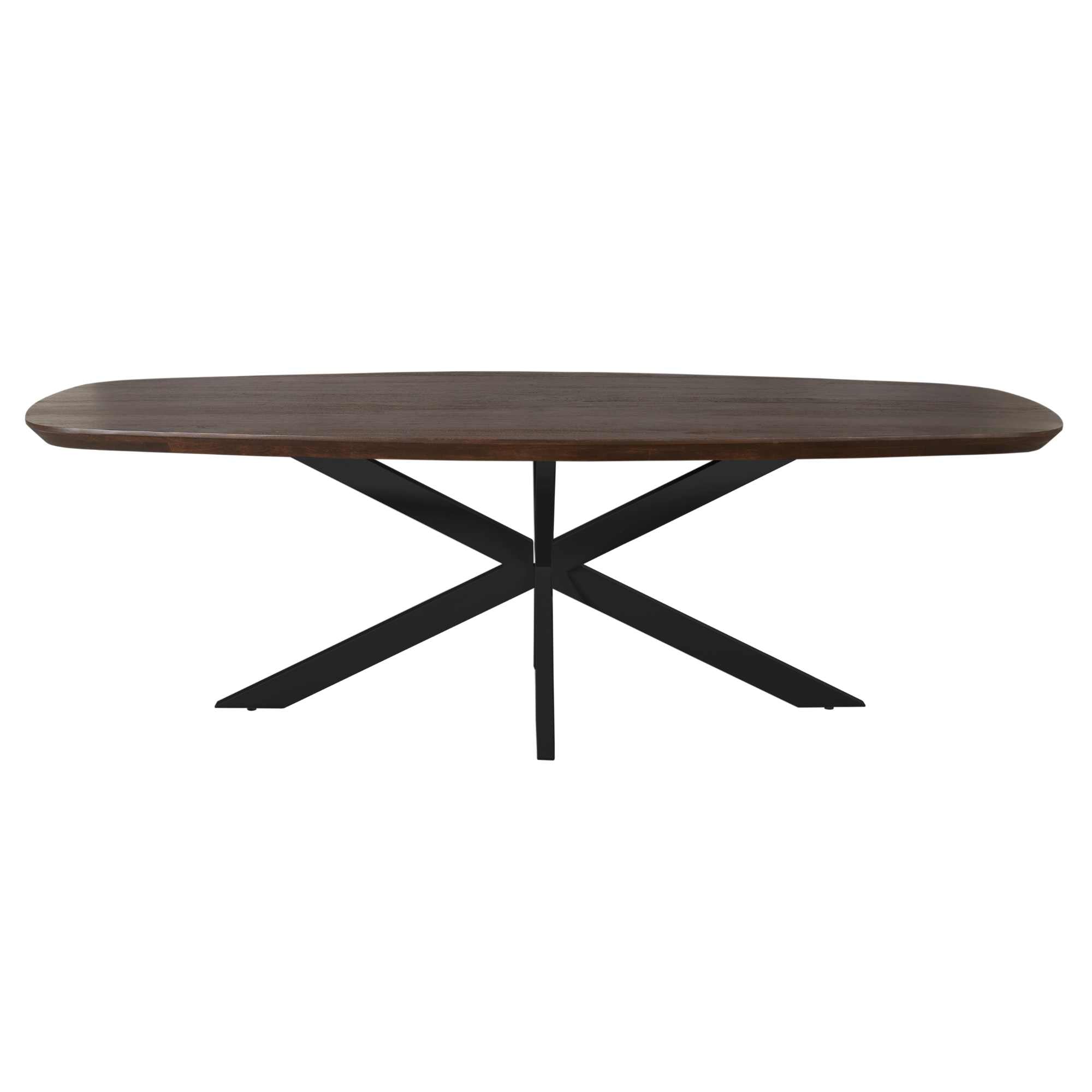 Eettafel Madison Deens Ovaal 240cm van Starfurn schuin van voren met de volle lengte van het blad