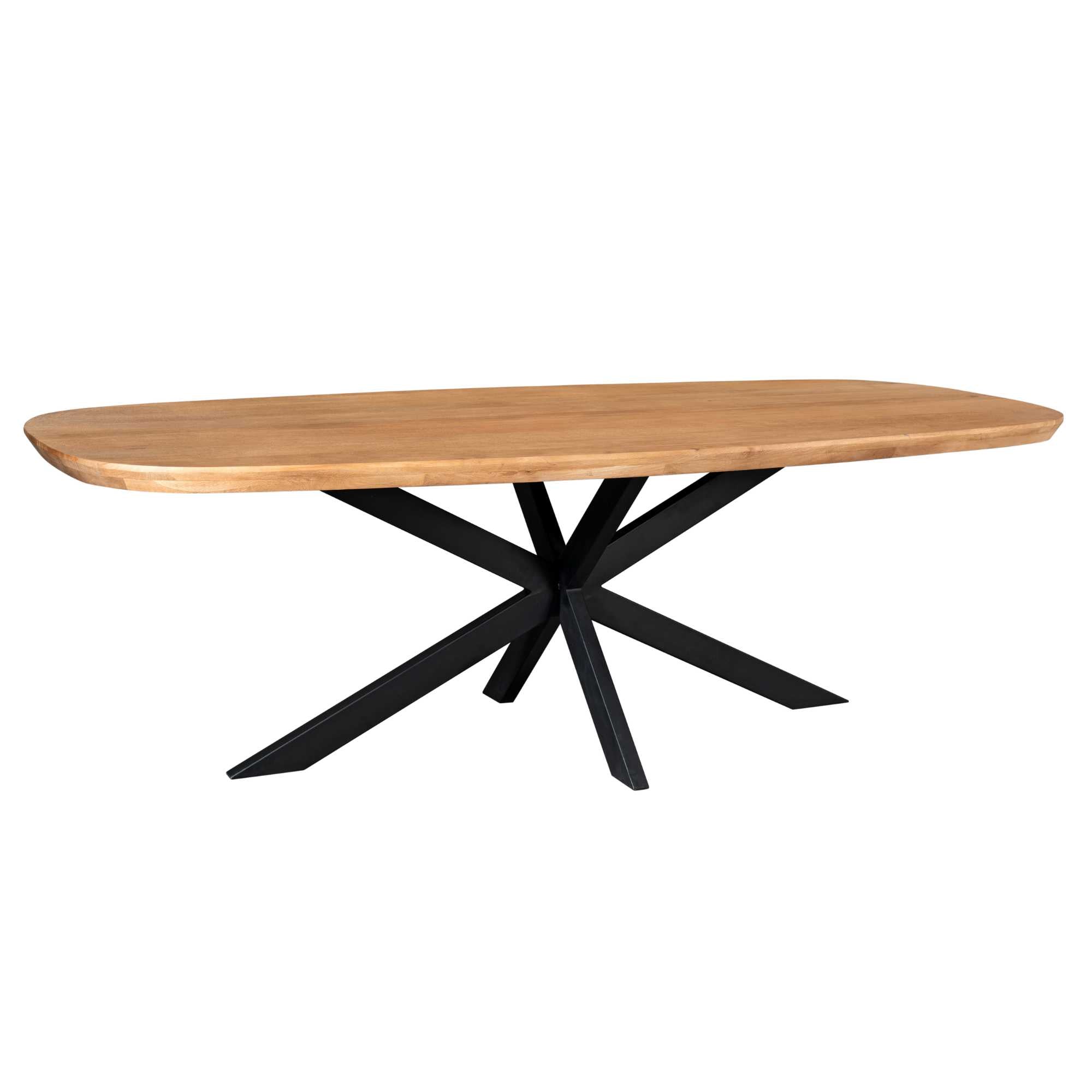 Eettafel Madison Mangohout Naturel Deens Ovaal 280cm van Starfurn met zichtbare houtnerf in de naturel afwerking