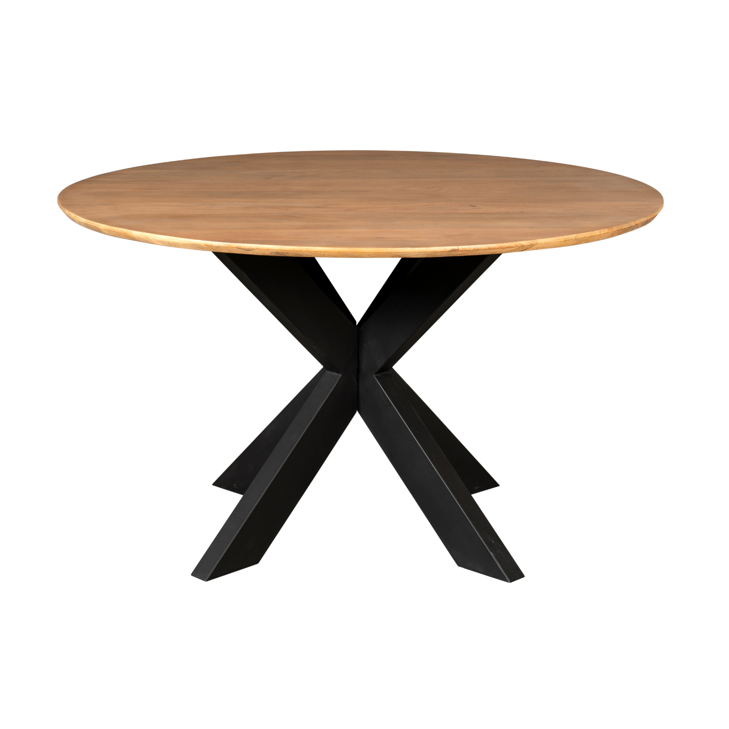 Eettafel Madison Mangohout Naturel Rond 130cm van Starfurn met zichtbare houtnerf in het naturel afgewerkte blad