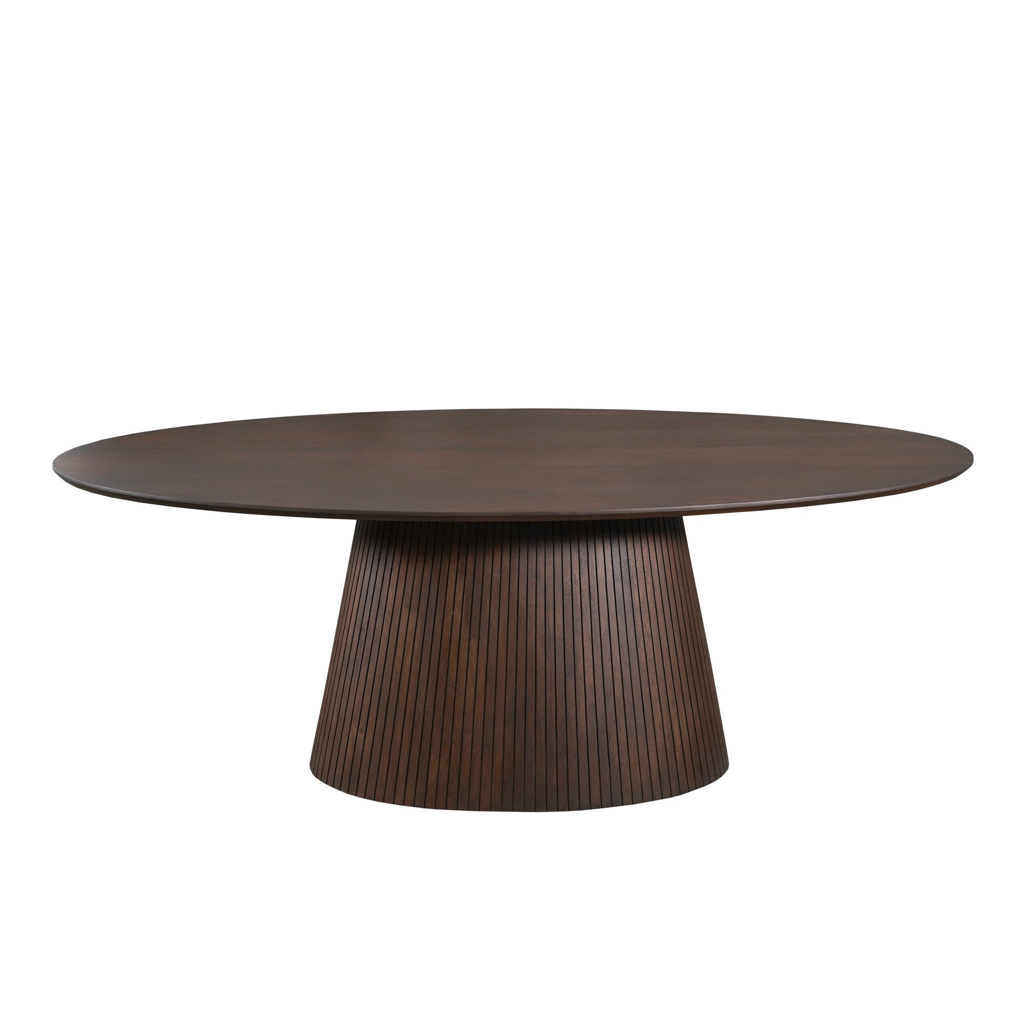 Solana ovale eettafel 210 cm van bovenaf met doorlopende nerf in het mangohout
