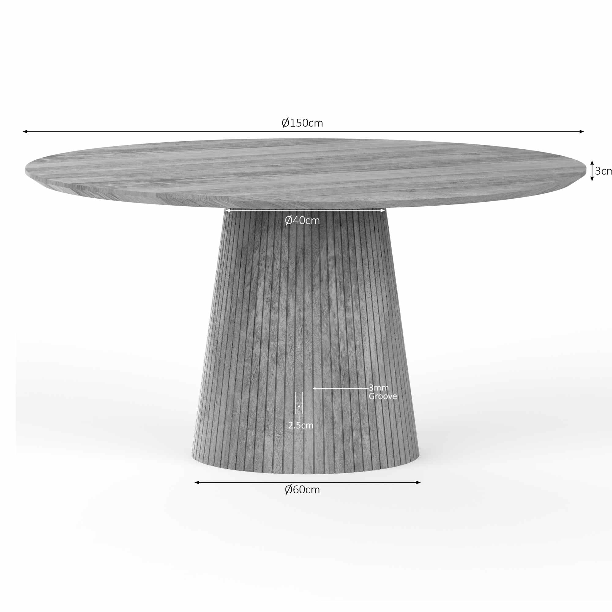 Grote ronde eettafel Solana van Starfurn in een eetkamer met stoelen