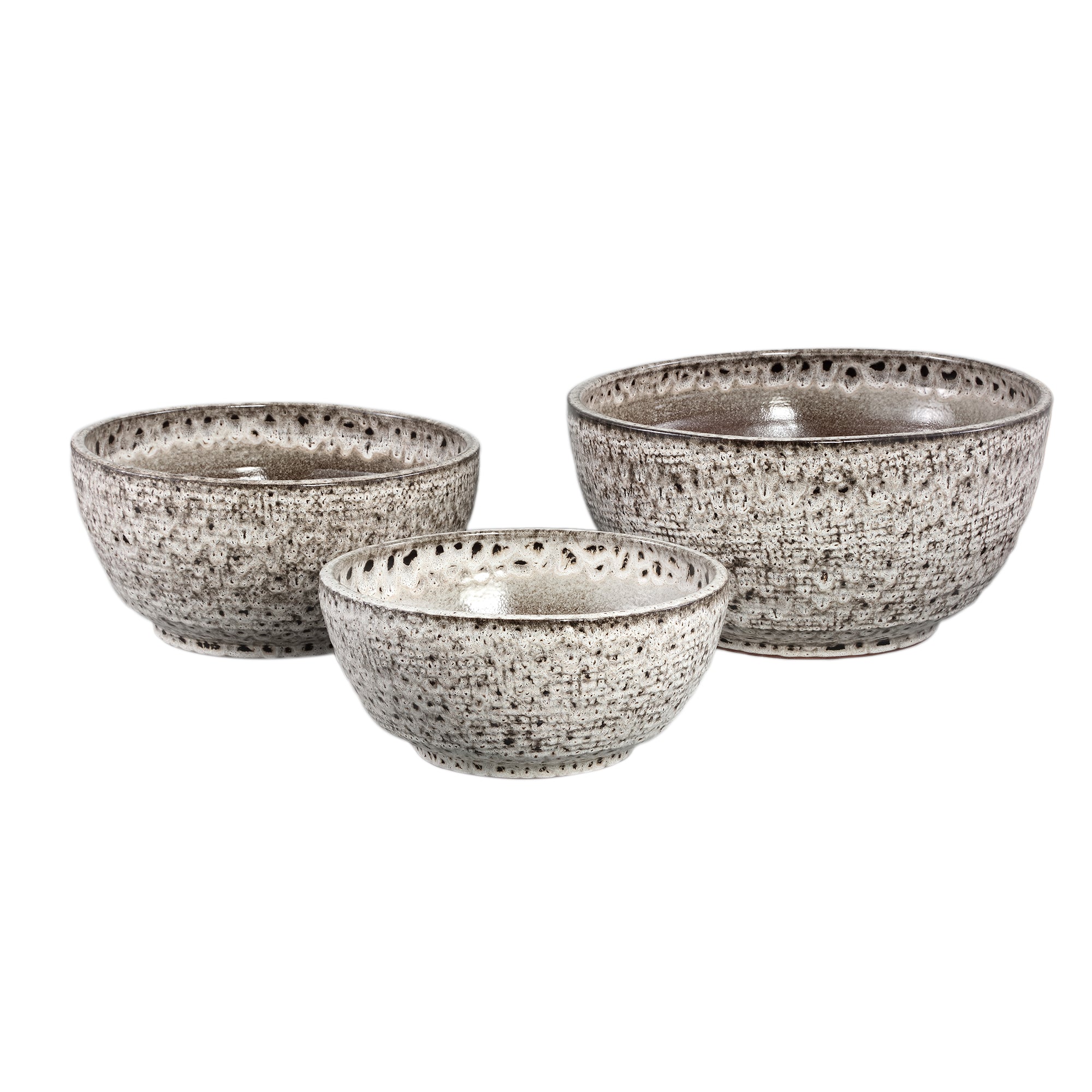 Elana White Round Ceramic Bowl With Grey Pattern L Dia50xH25,5cm PTMD - Pot - PTMD - livinglovely.nl