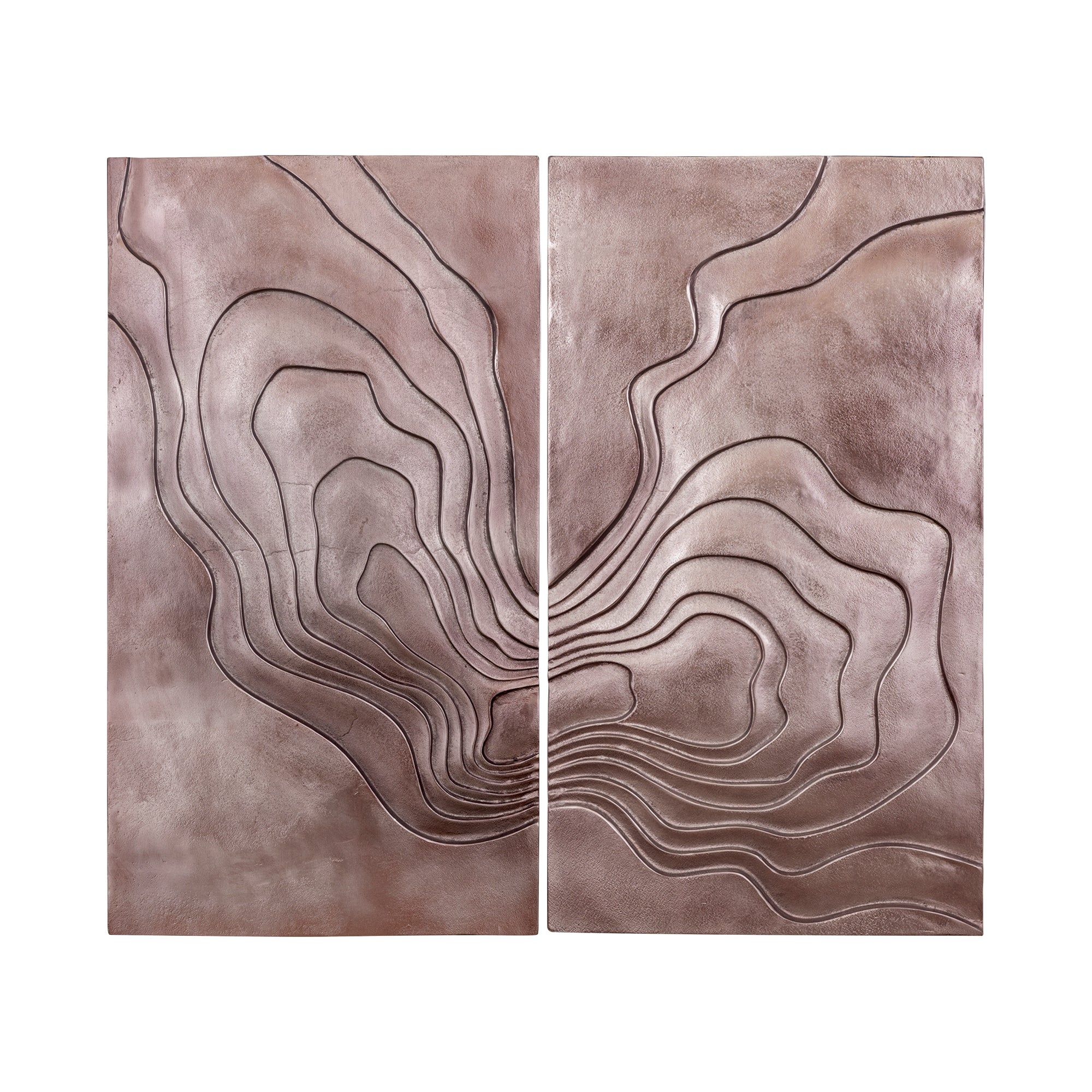 Erike Bronze Casted Alu Wall Panel Wave In 2 Parts PTMD - Wandpaneel - PTMD - livinglovely.nl
