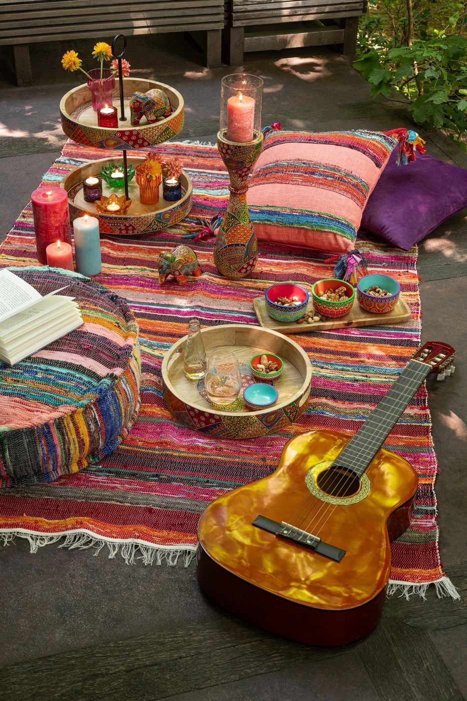 Etagère 2 Niveaus Delhi Mango Hout Mix - Keukenaccessoire - J-Line - livinglovely.nl