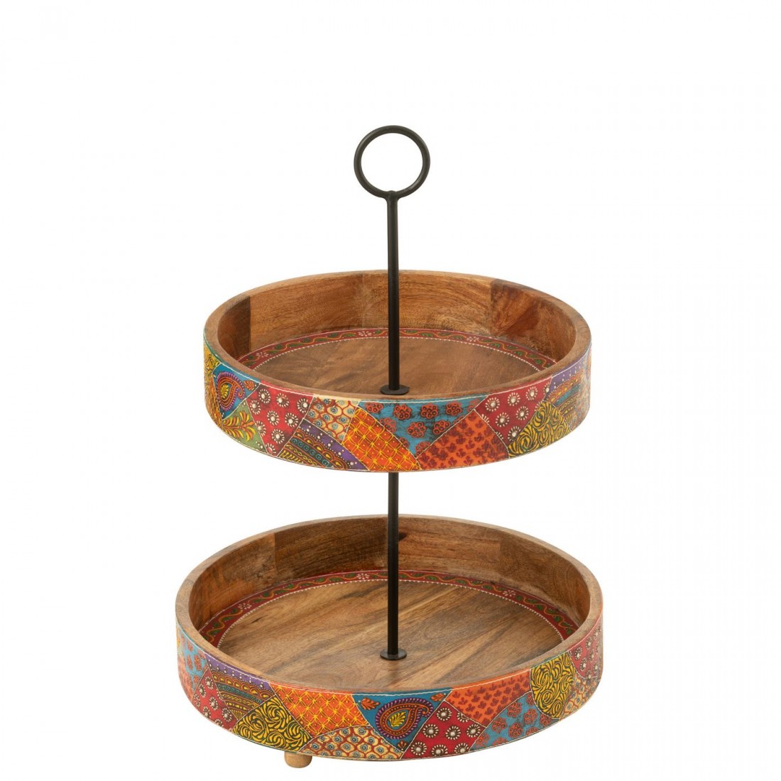 Etagère 2 Niveaus Delhi Mango Hout Mix - Keukenaccessoire - J-Line - livinglovely.nl