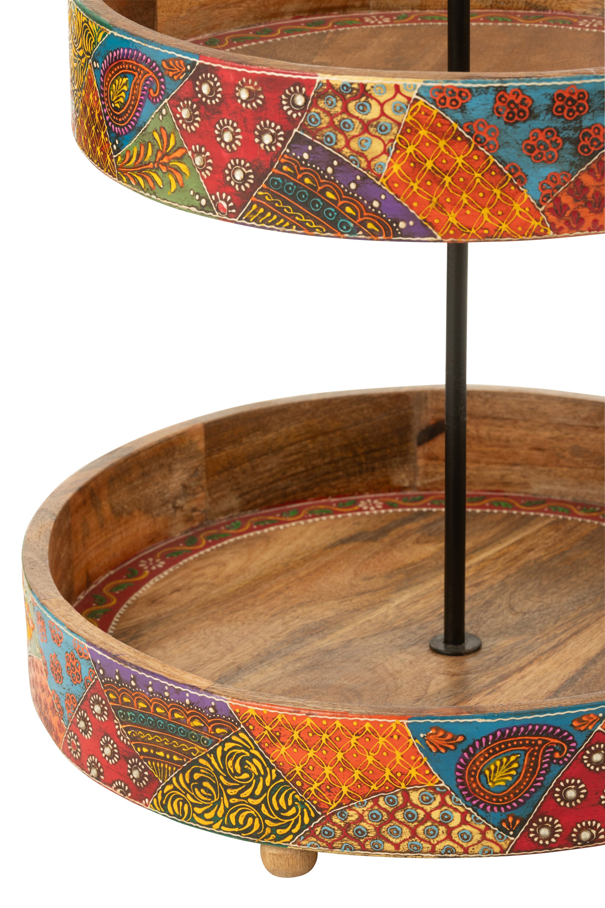 Etagère 2 Niveaus Delhi Mango Hout Mix - Keukenaccessoire - J-Line - livinglovely.nl