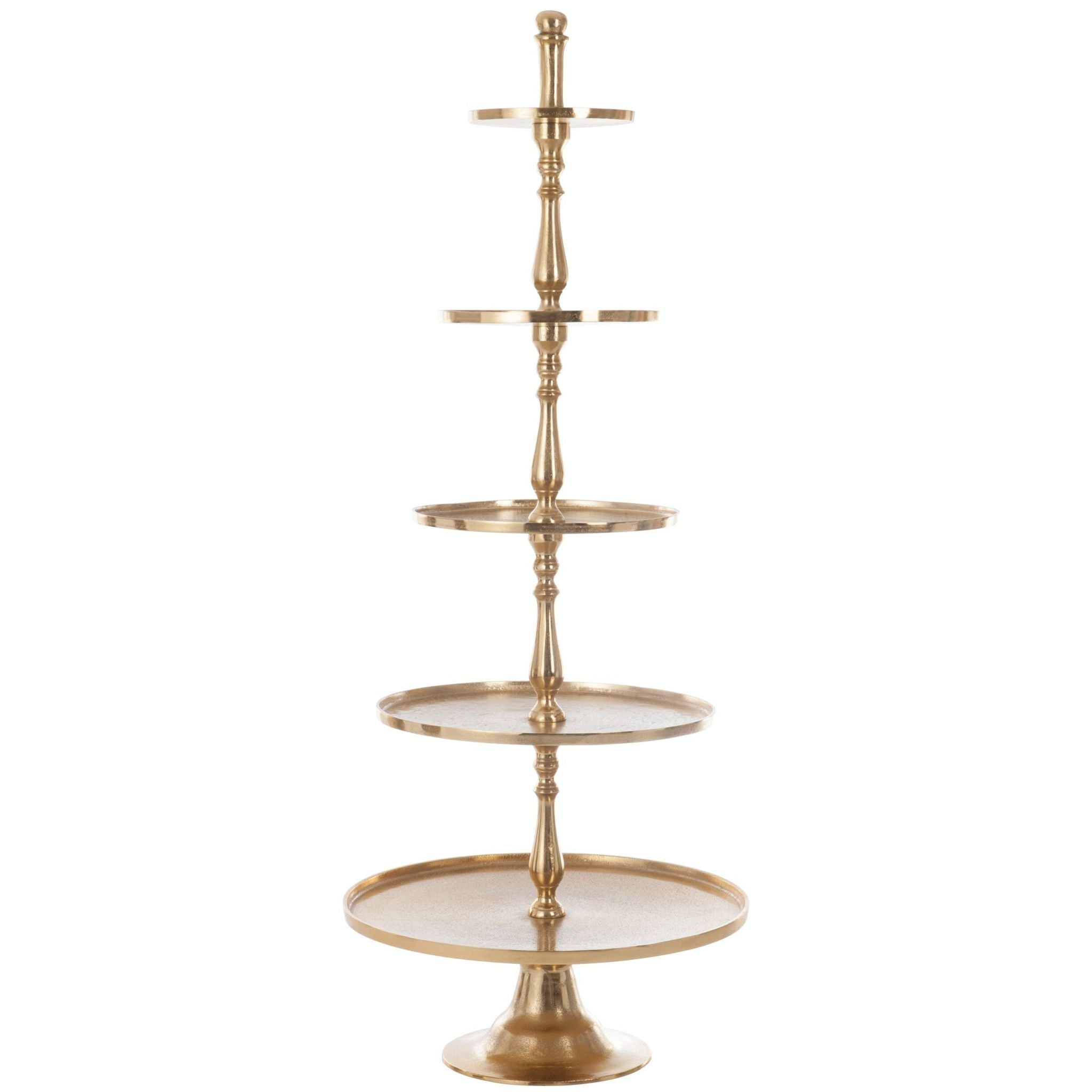 Etagère 5 Laags Rond Aluminium Goud van J-Line, vijfde weergave van de goudkleurige etagère