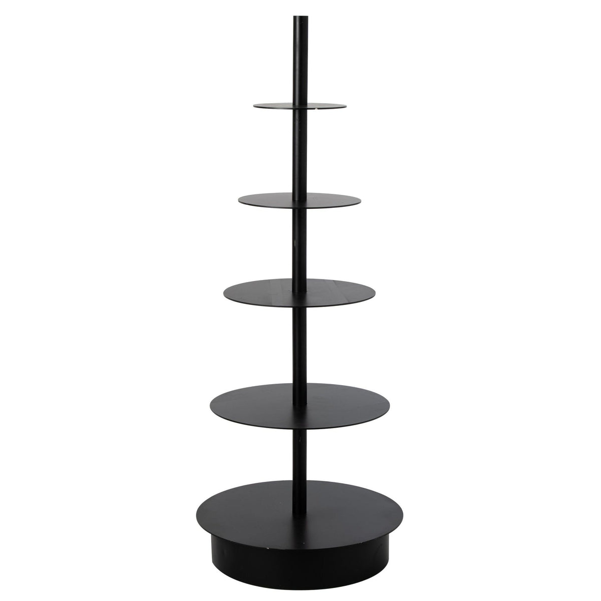 Etagere Rond 5 Laags Metaal Zwart van J-Line, zwarte etagere met vijf ronde bladen van 180cm