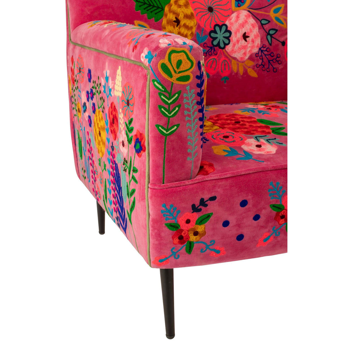 Fauteuil Bloemen Mangohout Fuchsia J-Line