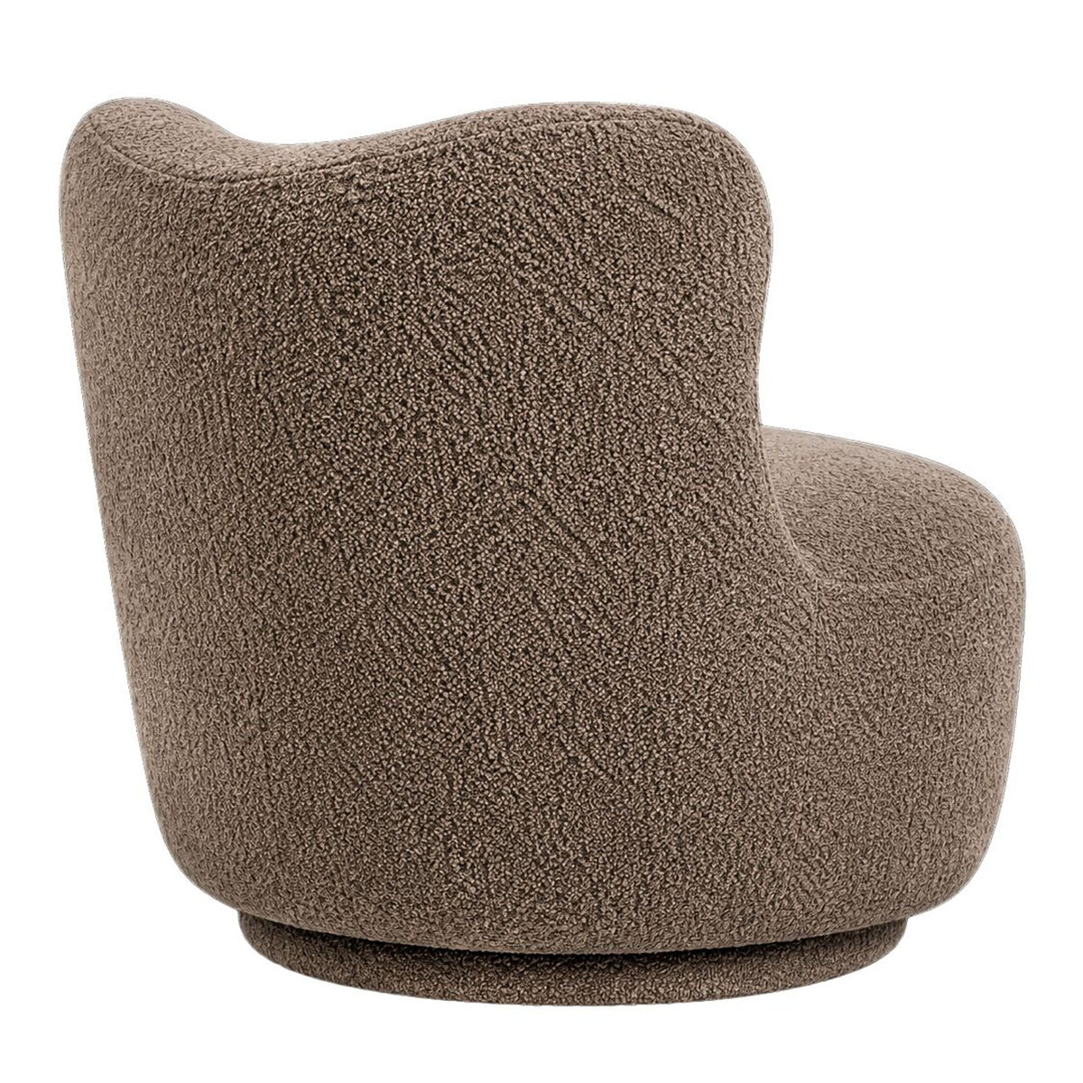 Zijaanzicht van de Dean loungefauteuil in beige boucle stof