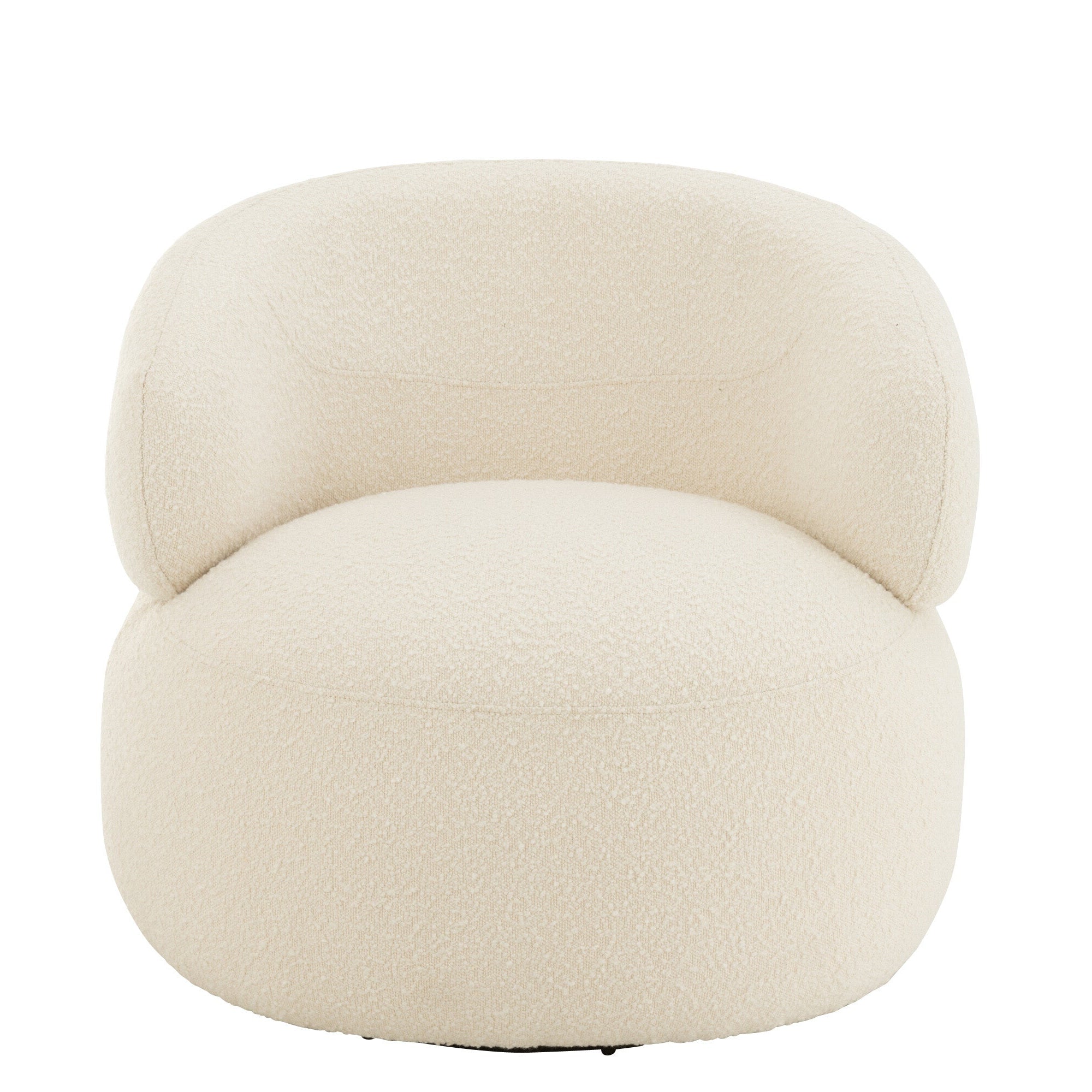 Fauteuil Draaiend Rond Schuim Ecru J-Line - Fauteuil - J-Line - livinglovely.nl