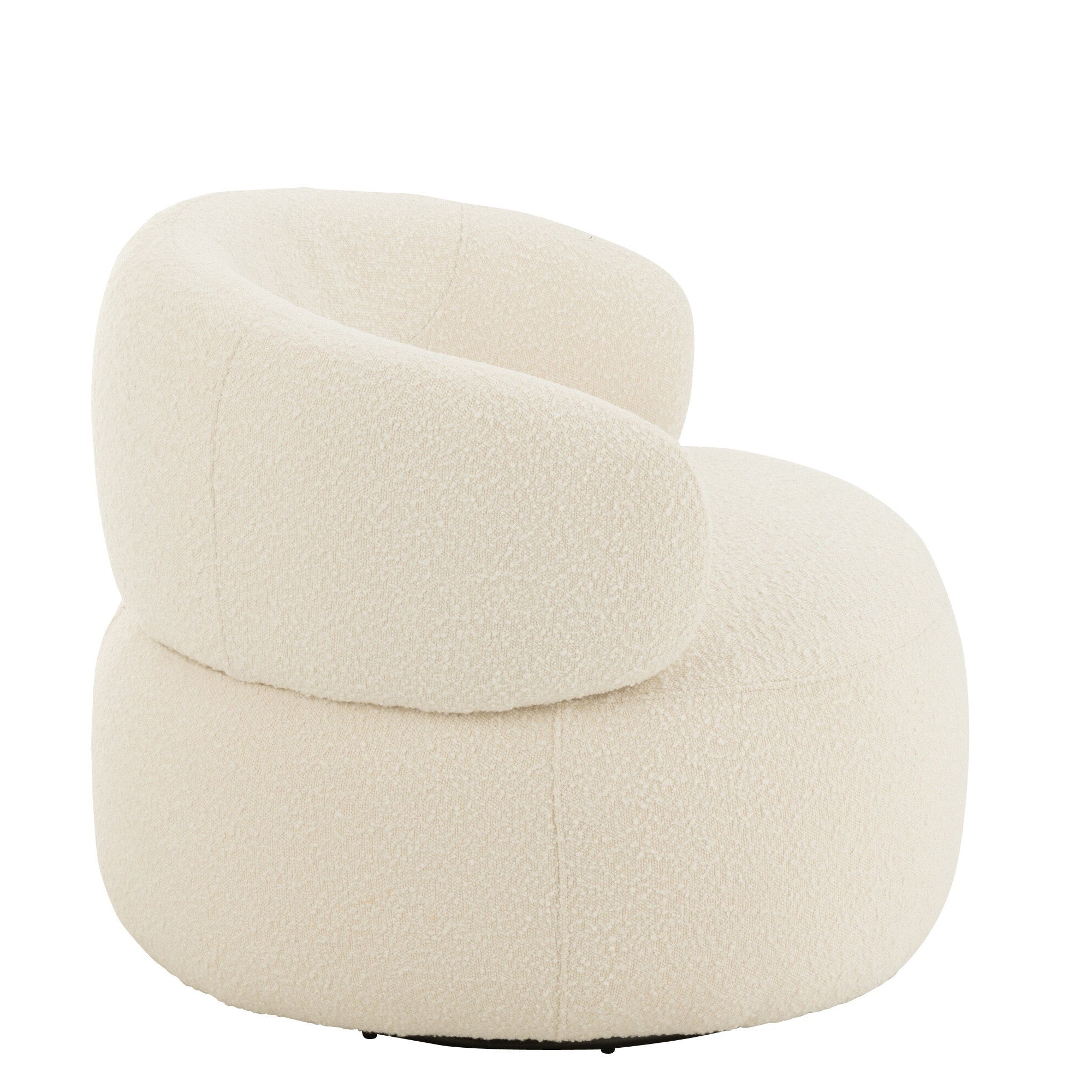 Fauteuil Draaiend Rond Schuim Ecru J-Line - Fauteuil - J-Line - livinglovely.nl