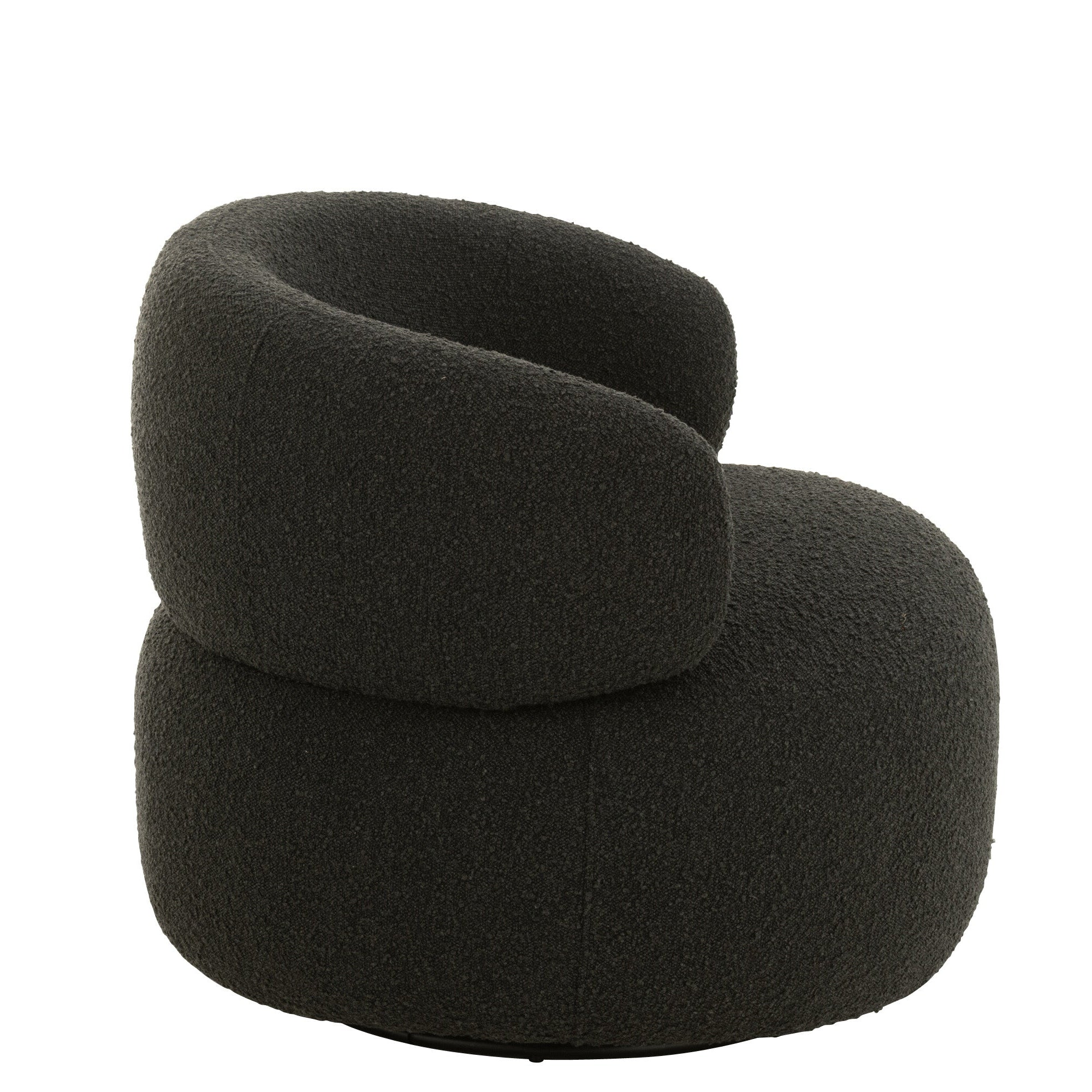 Fauteuil Draaiend Rond Schuim Zwart J-Line - Fauteuil - J-Line - livinglovely.nl