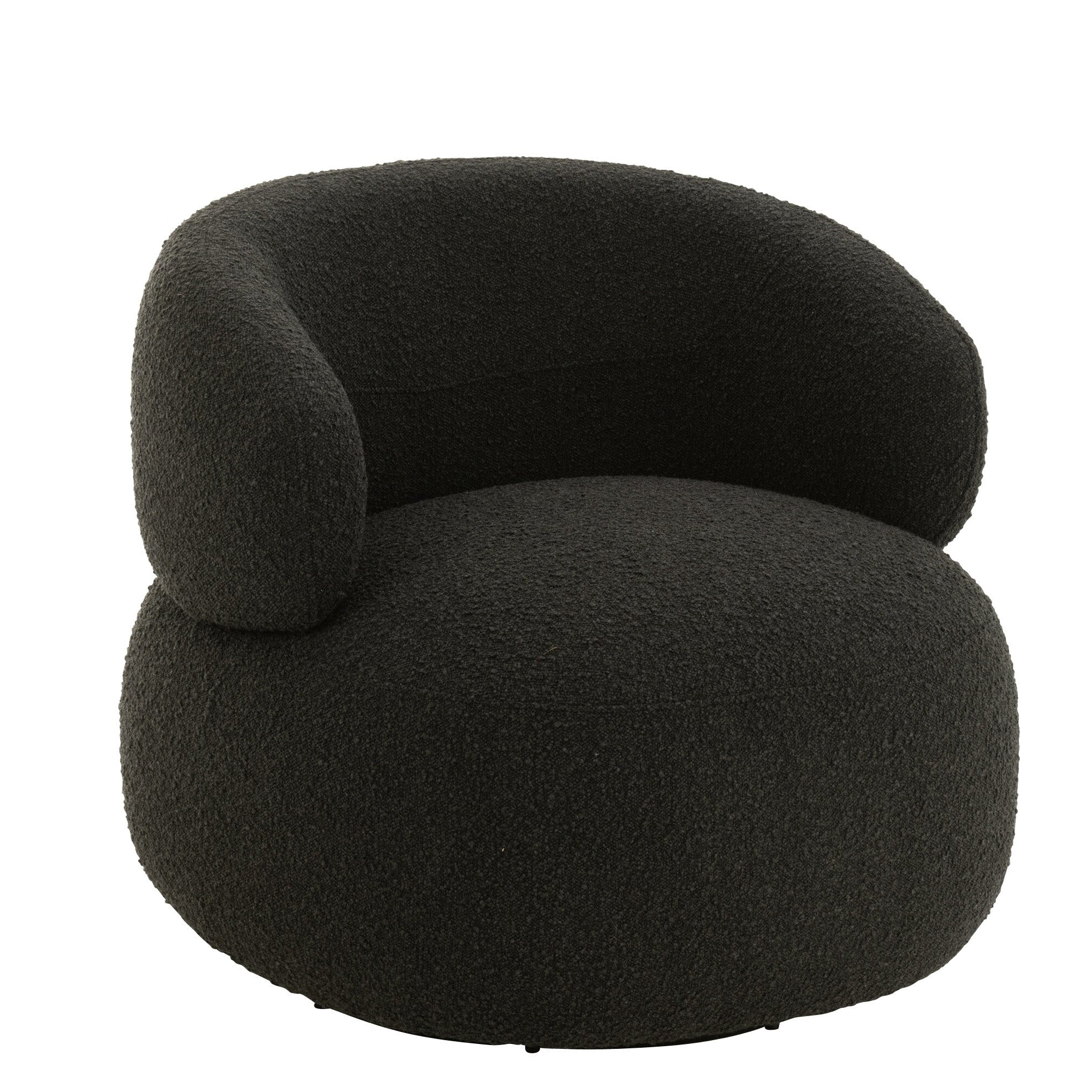 Fauteuil Draaiend Rond Schuim Zwart J-Line - Fauteuil - J-Line - livinglovely.nl