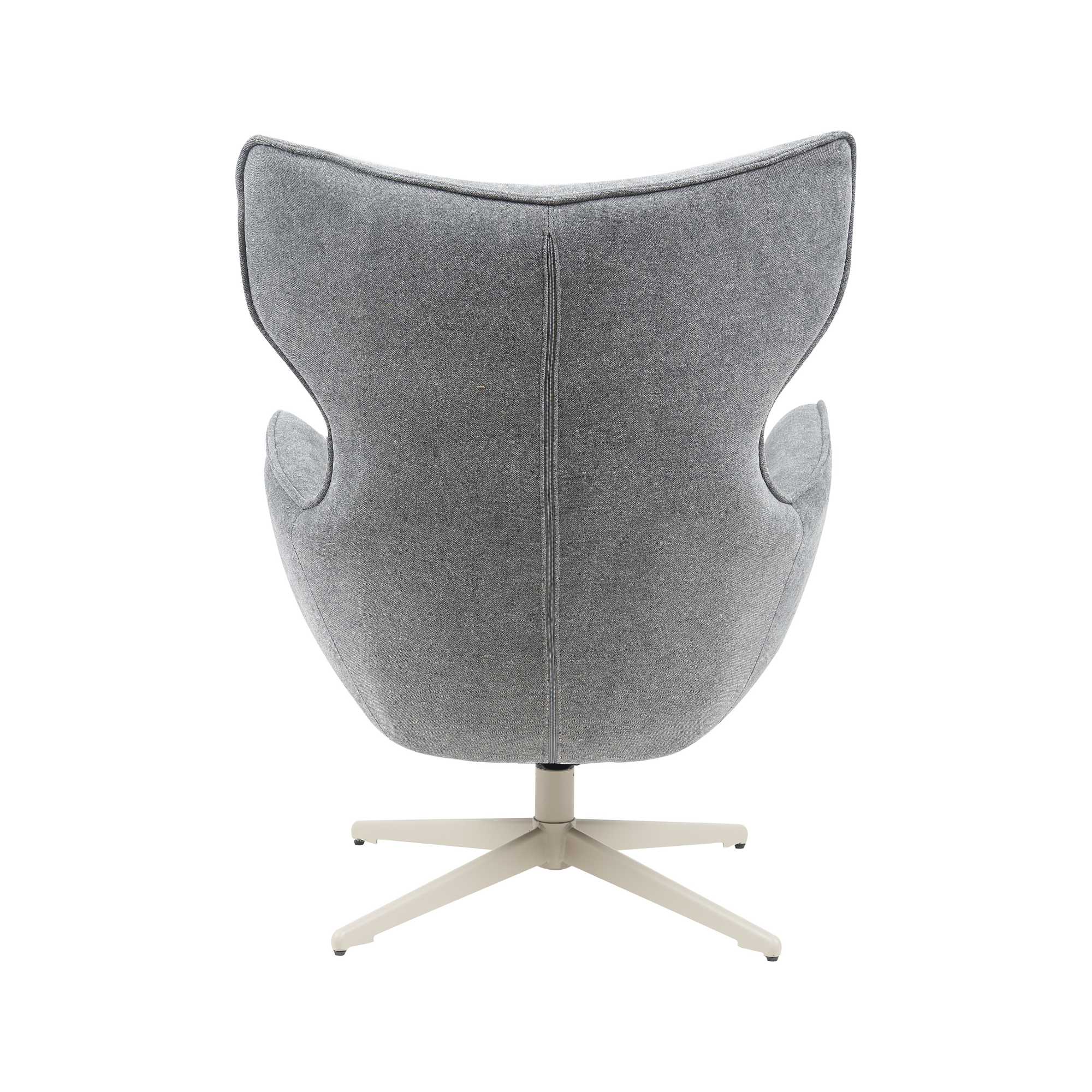 Fauteuil Julia van Starfurn met detail van de metalen draaivoet en de stof Storm 97