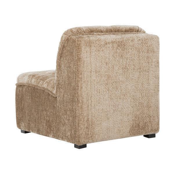 Fauteuil Liberty Glamour Zand van MUST Living, detail van de zandkleurige velvet stof