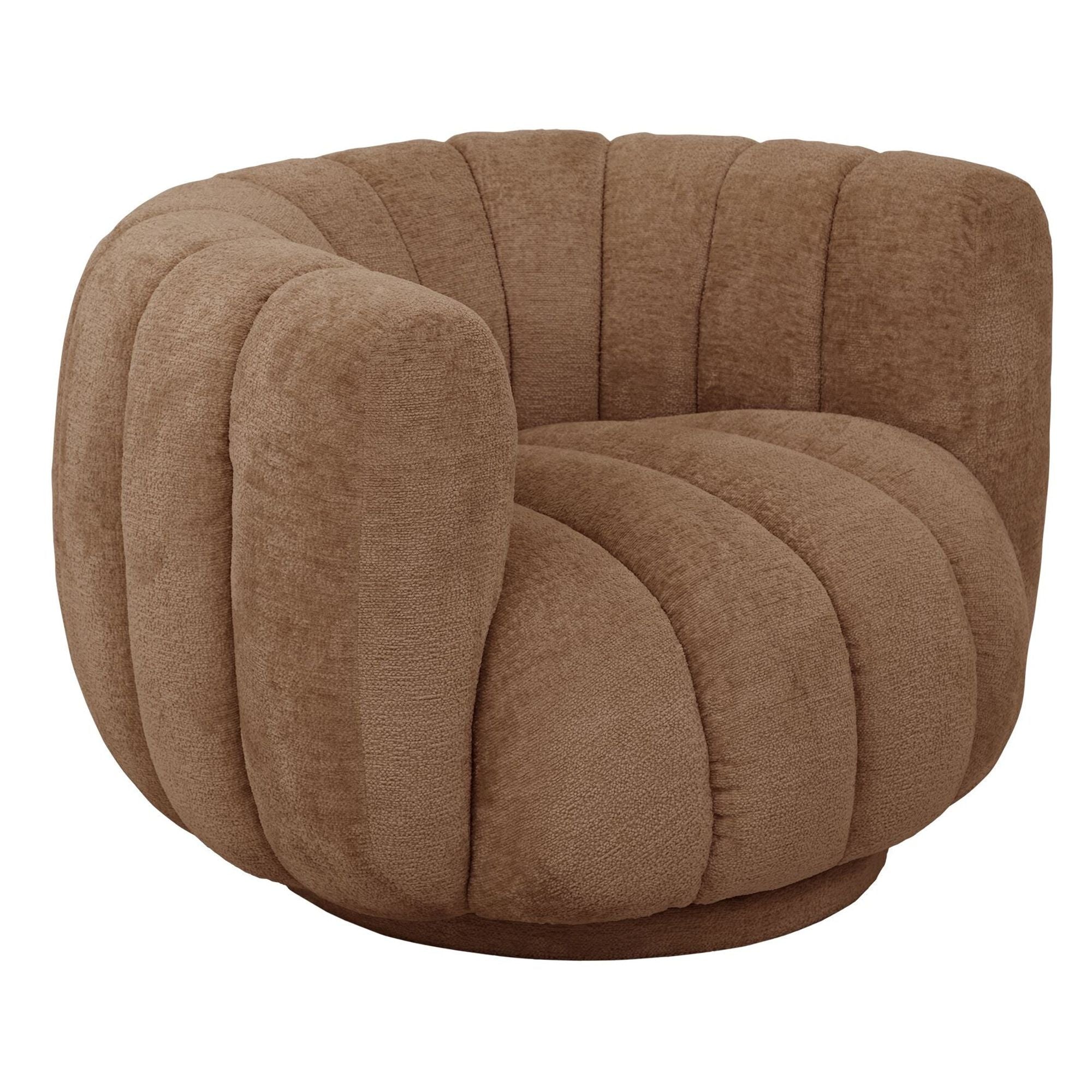Cognac loungefauteuil Mello met ronde kuip en draaivoet