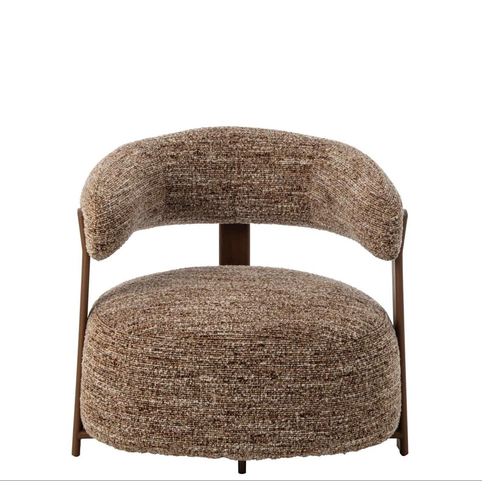 Fauteuil Schuim Bruin van J-Line, ruime fauteuil met dikke schuimen kussens in bruine stof