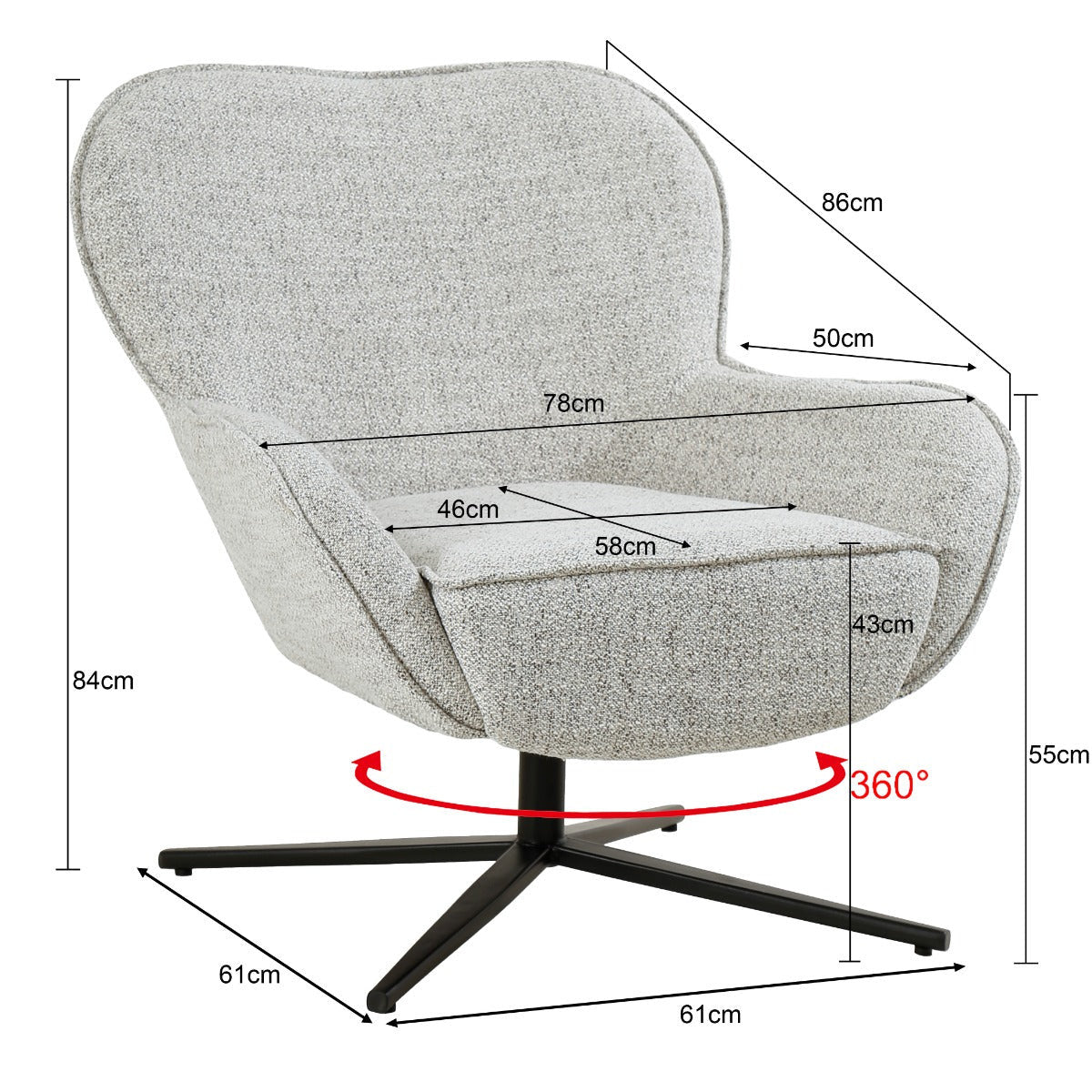 Sven fauteuil in bisque oasis, zijaanzicht