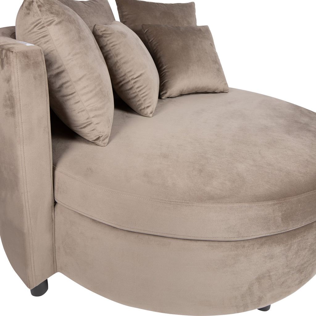 Fayen Fauteuil - Ø121x68cm - Velvet - Zand PTMD - Fauteuil - PTMD - livinglovely.nl