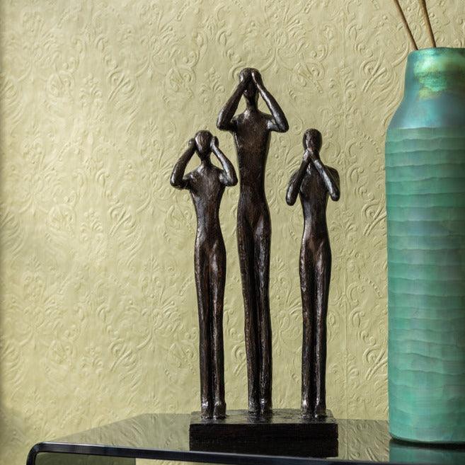 Figuren Horen/Zien/Zwijgen Poly Donkerbruin - Beeld - J-Line - livinglovely.nl