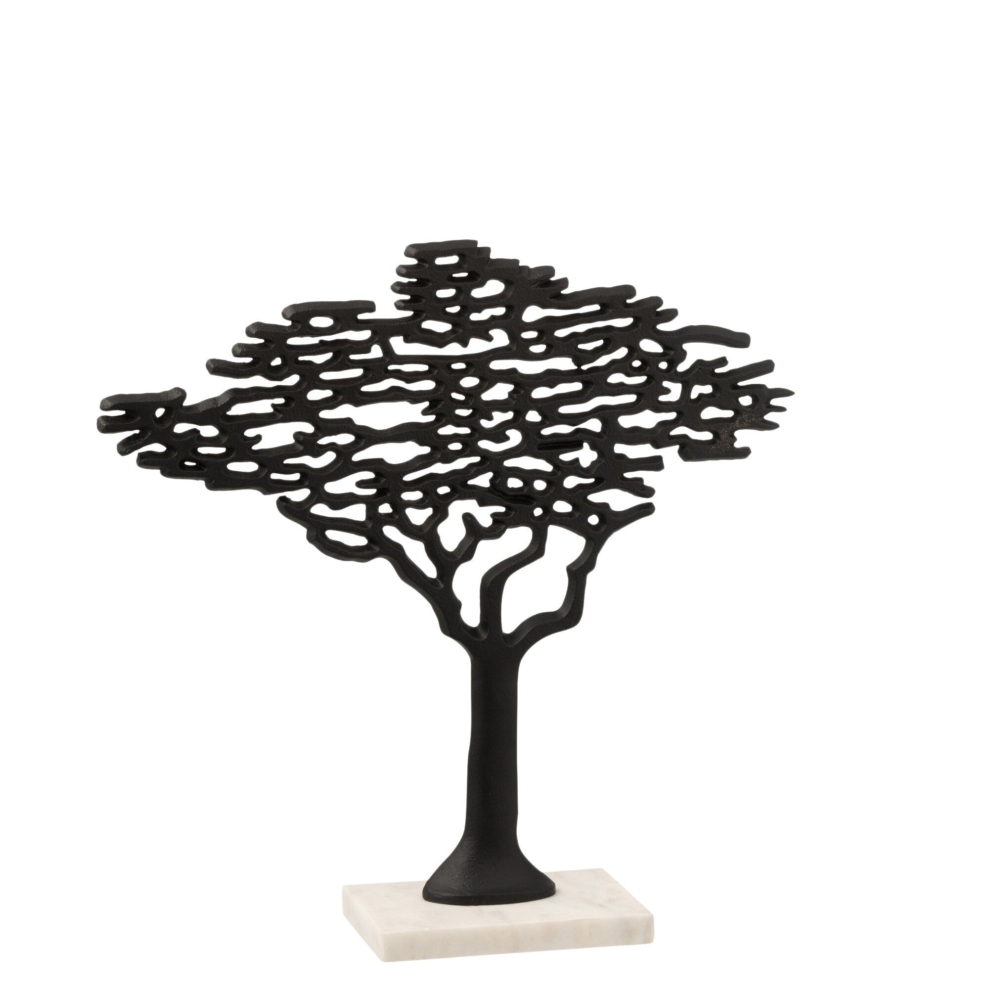 Figuur Boom Op Voet Aluminium/Marmer Zwart/Wit - Beeld - J-Line - livinglovely.nl