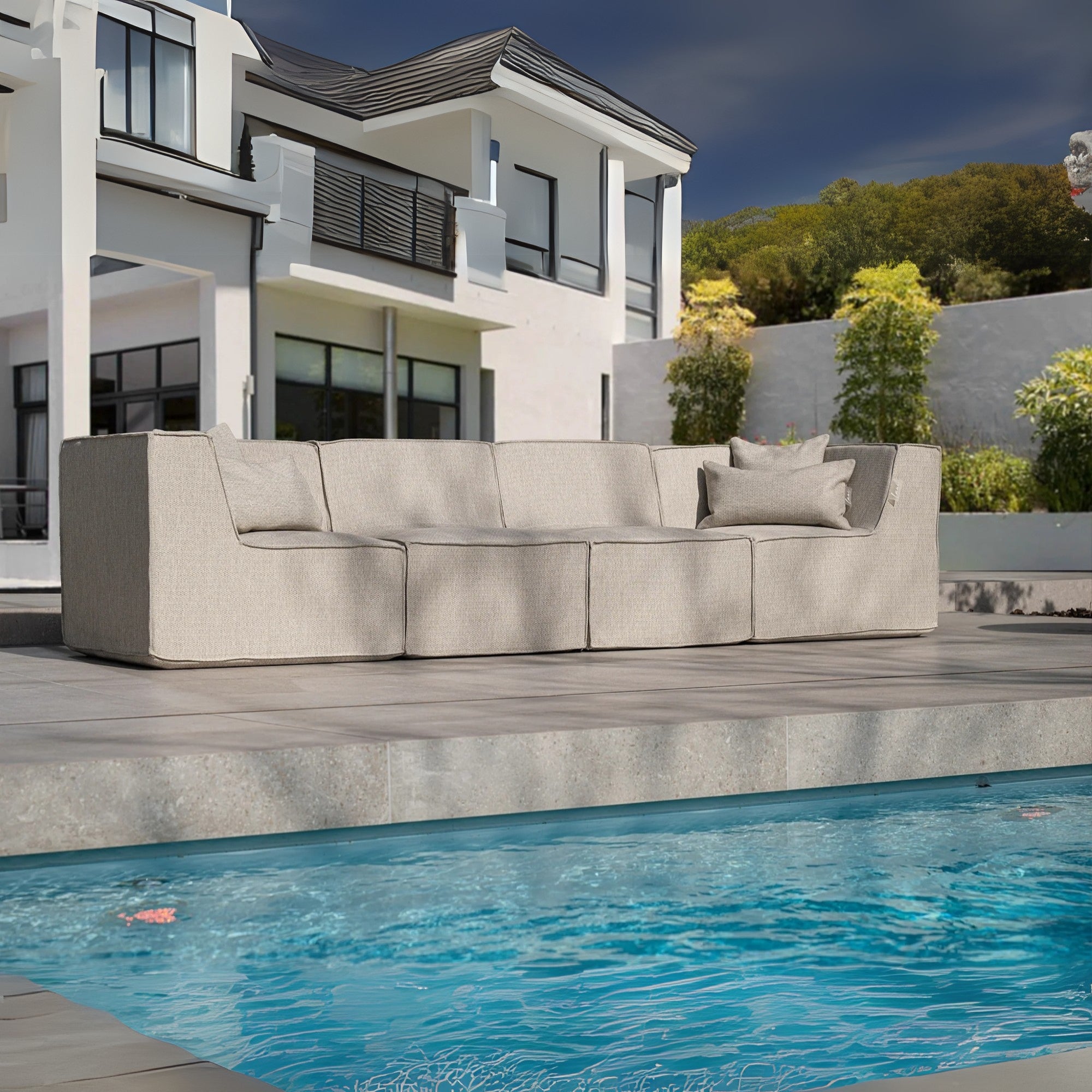 Fixed Square Pouf Boho Taupe - Laui Lounge™ - Poef - Laui Lounge - livinglovely.nl