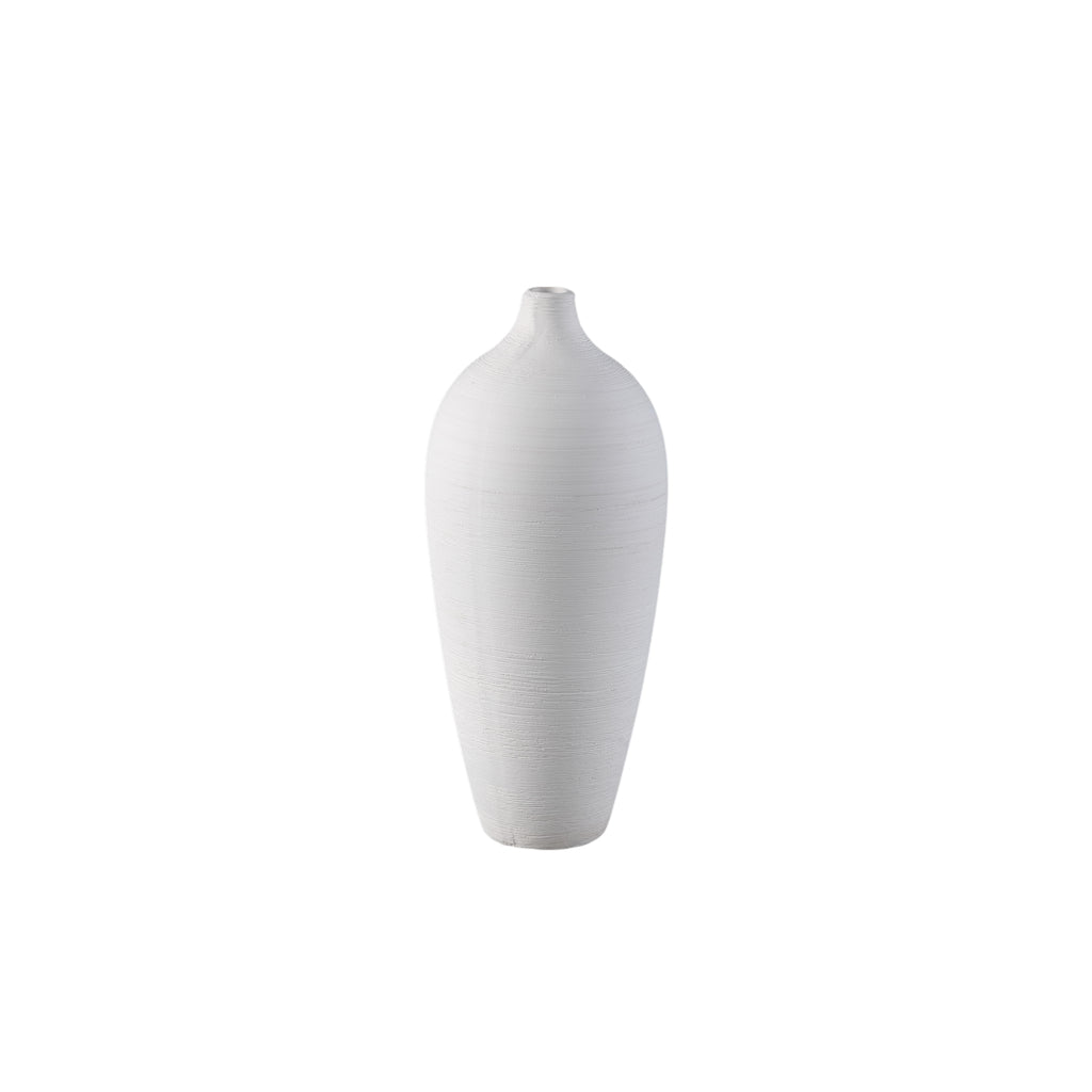 Flesvaas Cavinn Small van PTMD, mat wit keramiek met bolle basis en smalle hals