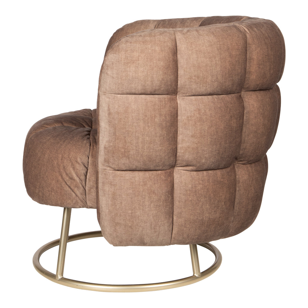 Fluffy Pink fauteuil vogue 3 antelope gold base PTMD - Fauteuil - PTMD - livinglovely.nl
