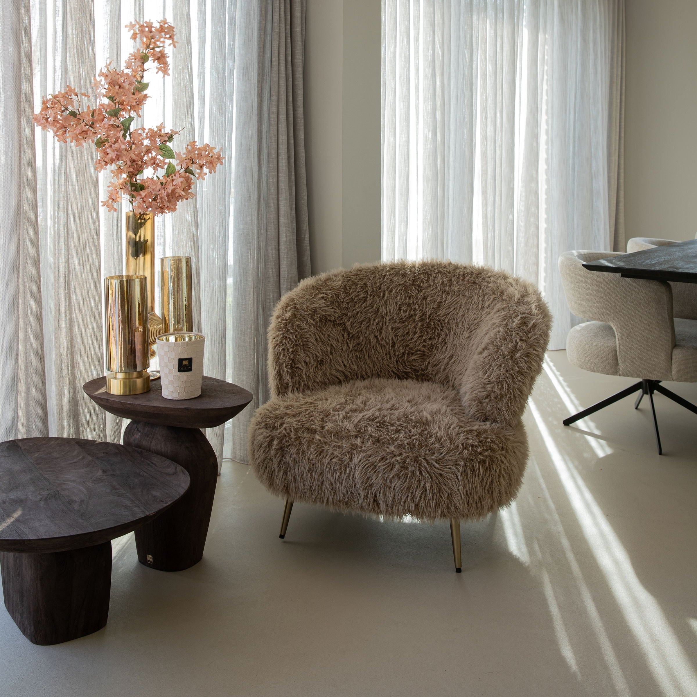 Franklyn Brown Fauteuil Hair PTMD - Fauteuil - PTMD - livinglovely.nl