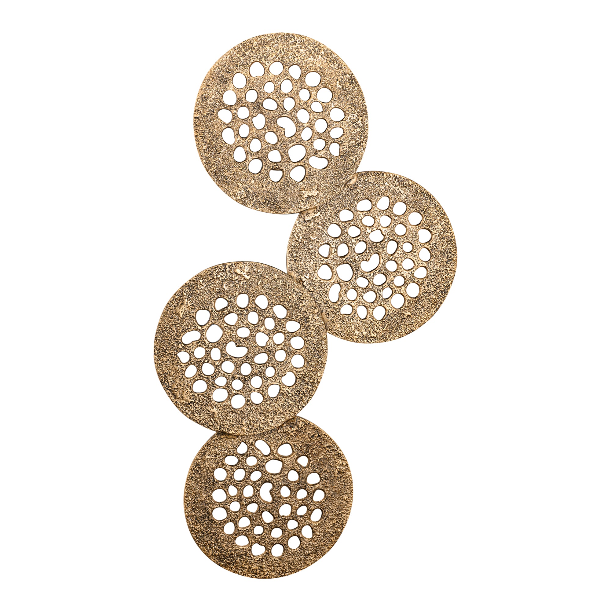 Geoffe Gold Casted Alu 4 Rounds Wall Panel PTMD - Wanddecoratie - PTMD - livinglovely.nl