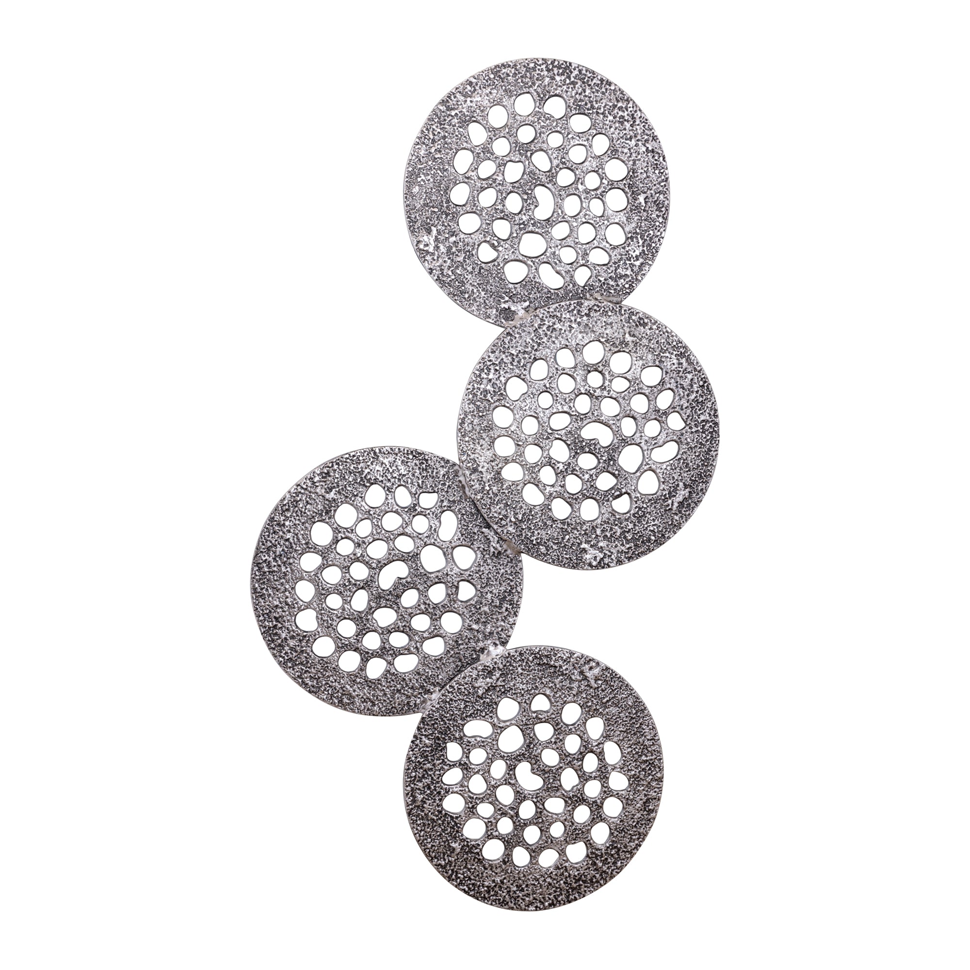Geoffe Silver Casted Alu 4 Rounds Wall Panel PTMD - Wanddecoratie - PTMD - livinglovely.nl